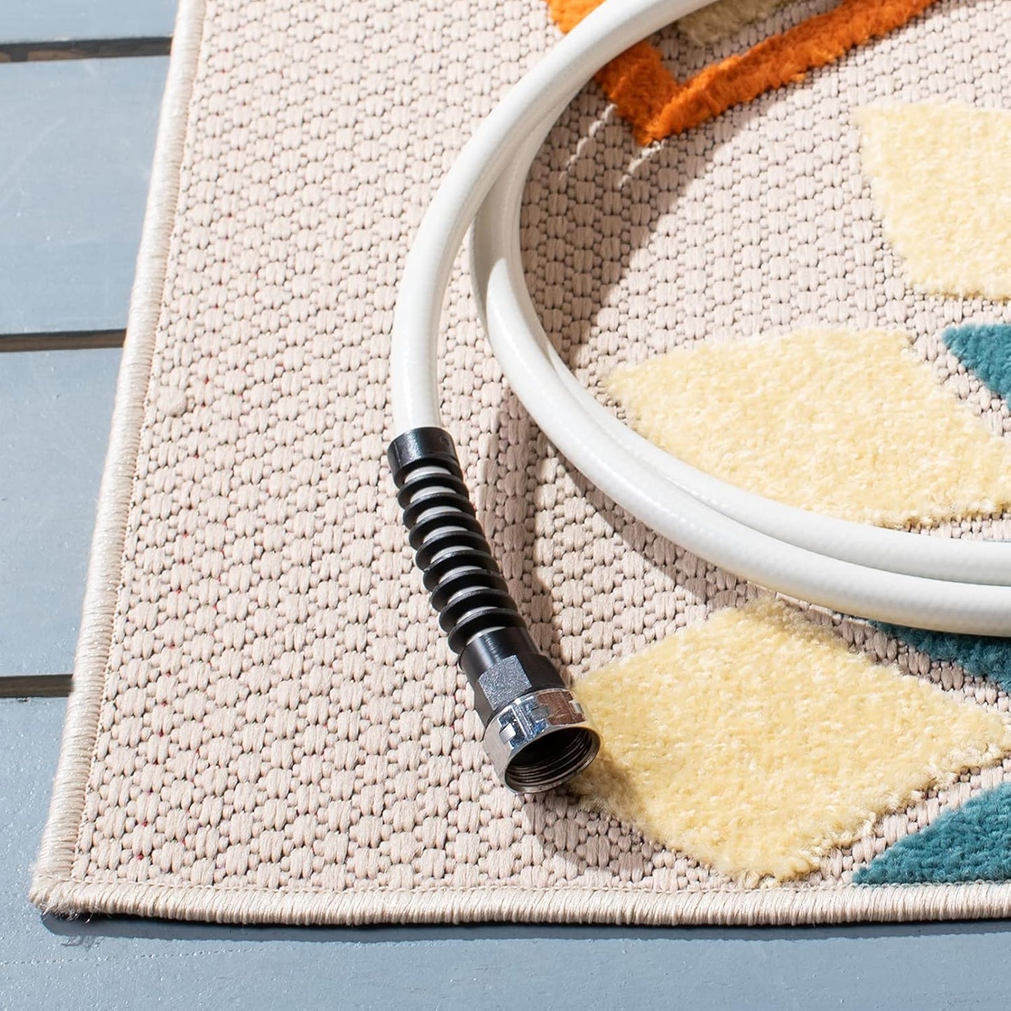 SAFAVIEH Cabana Collection 2'2" x 7' Ivory/Orange CBN328A Floral Indoor/ Outdoor Non-Shedding Easy Cleaning Patio Backyard Porch Deck Mudroom Runner Rug