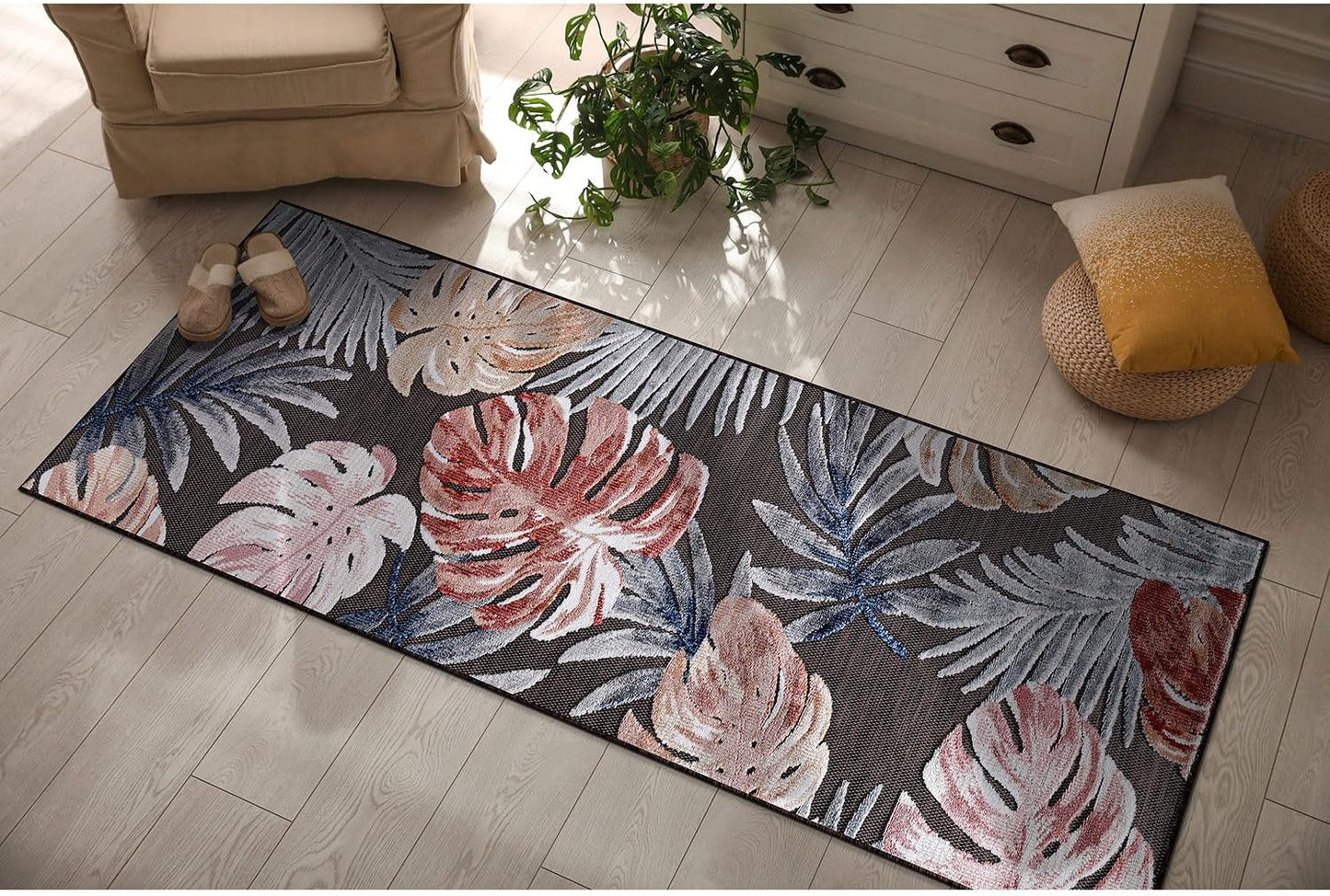 CAMILSON Indoor Outdoor Rug 8x10 Bohemian Medallion Floral Area Rugs for Indoor and Outdoor Patios Easy-Cleaning Non-Shedding Living Room Garden and Kitchen Washable Outside Carpet (8 x 10 / Beige)