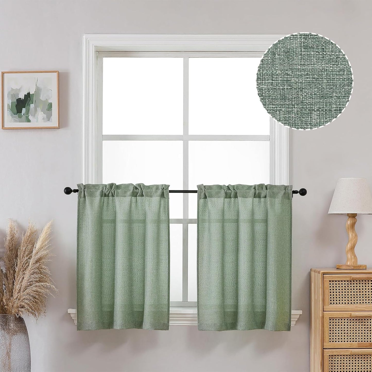 OVZME Light Grey Curtains 63 Inch Length 2 Panels, Faux Linen Textured Semi Light Filtering Drapes, Soft Airy Farmhouse Slub Window Curtains for Living Room Bedroom, Each 40x63 Inches