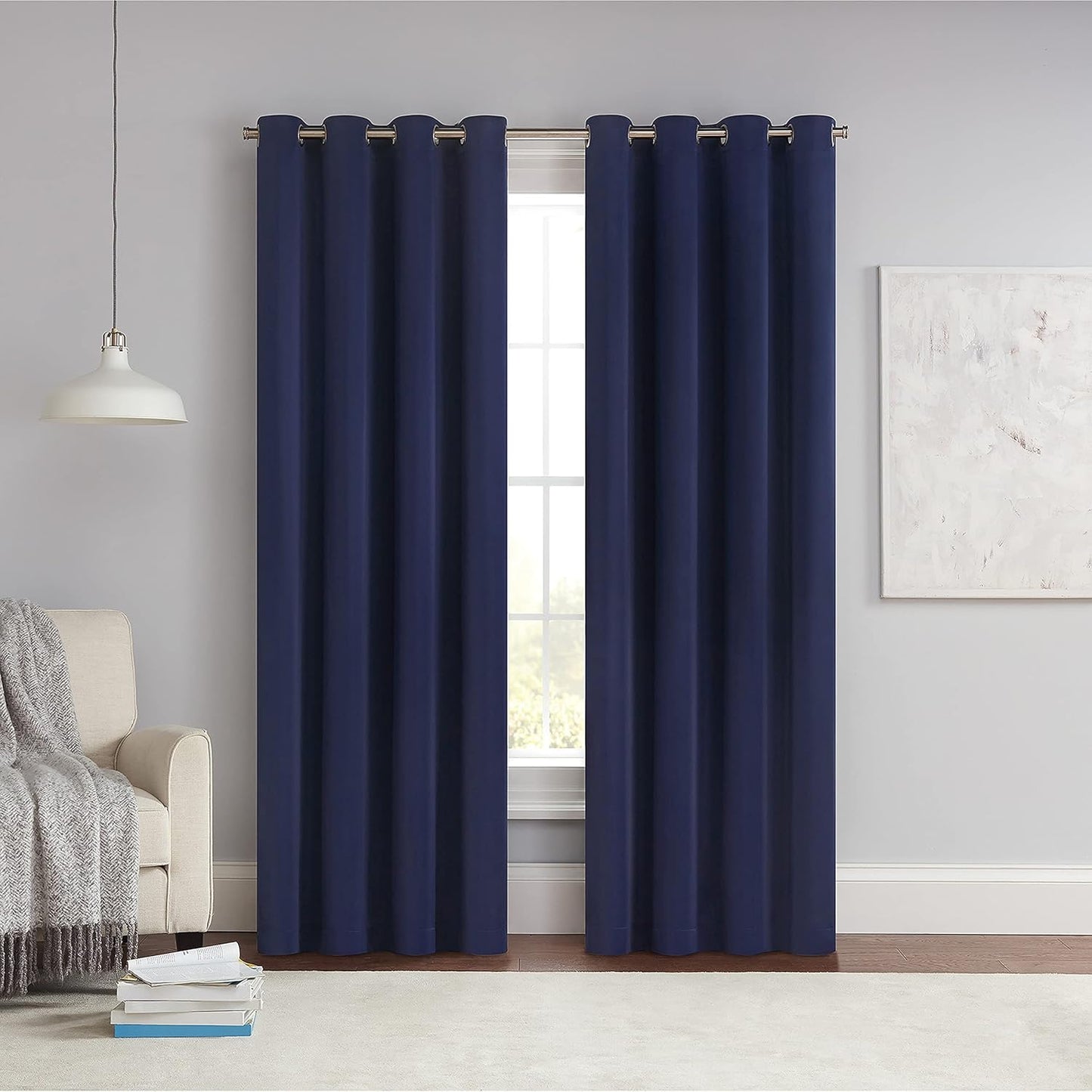 ECLIPSE Solid Thermapanel Modern Room Darkening Rod Pocket Window Curtain for Bedroom (1 Panel), 54 in x 84 in, Taupe