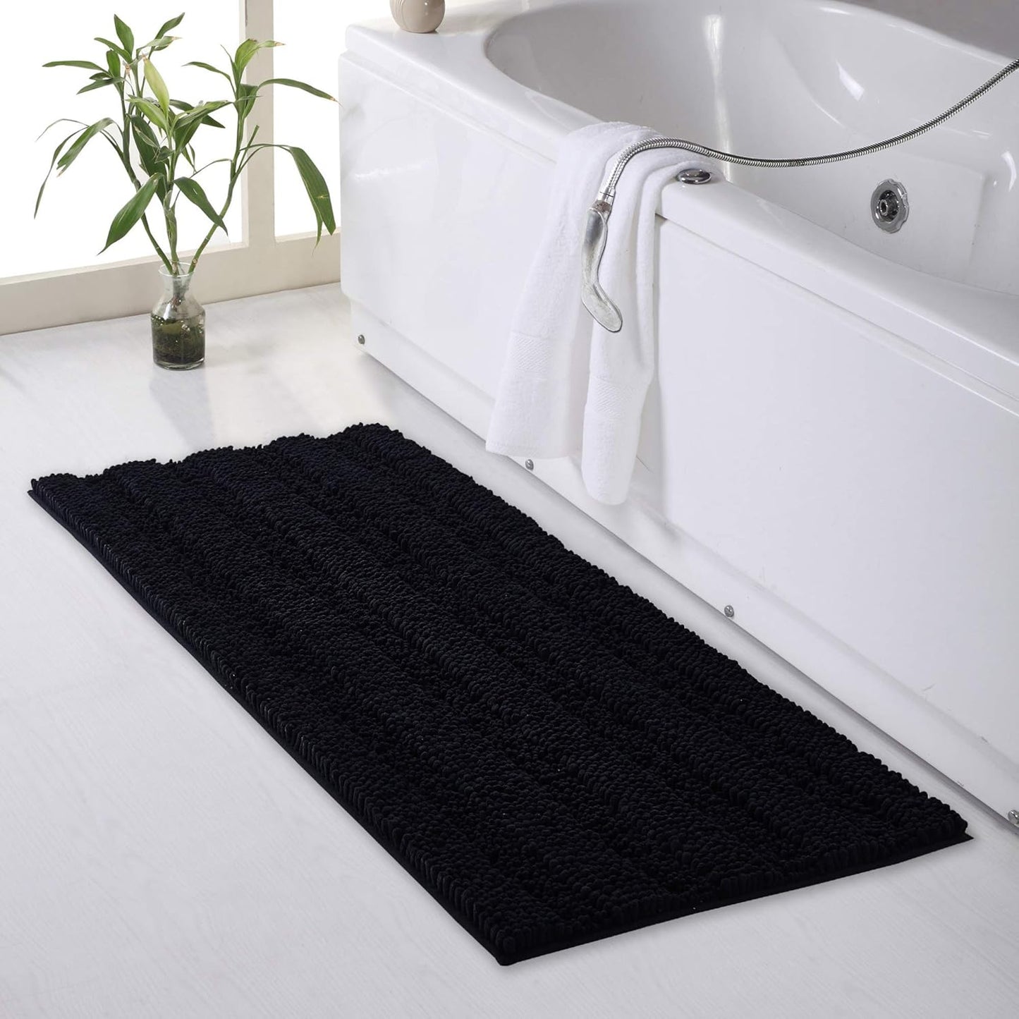 KGORGE Grey Bath Rugs - Soft Large Bathroom Rugs 60" x 24" Farmhouse Floor Cover Water Absorbent Bath Mat Shower Carpet for Toilet Door Way Kitchen Kids Baby, 1 Pc