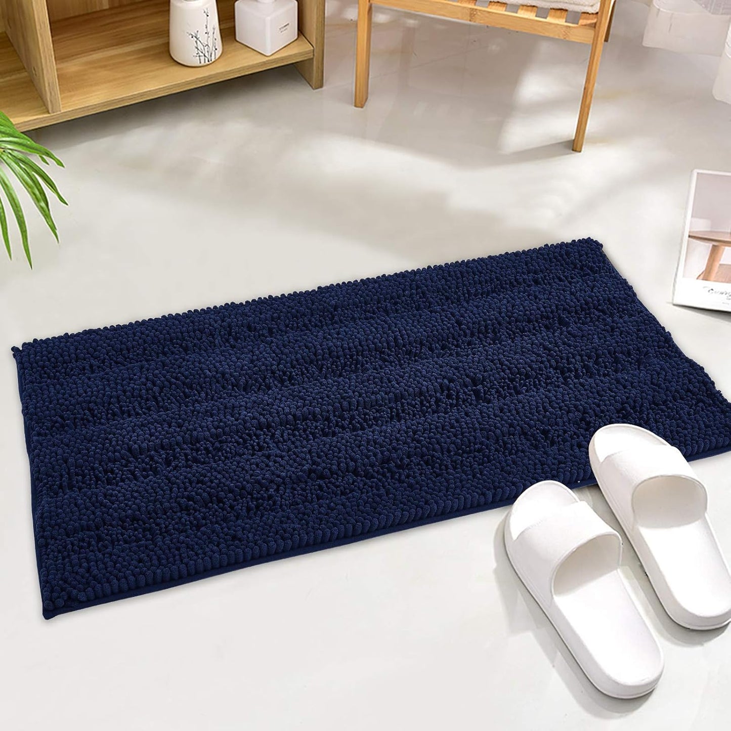 KGORGE Grey Bath Rugs - Soft Large Bathroom Rugs 60" x 24" Farmhouse Floor Cover Water Absorbent Bath Mat Shower Carpet for Toilet Door Way Kitchen Kids Baby, 1 Pc