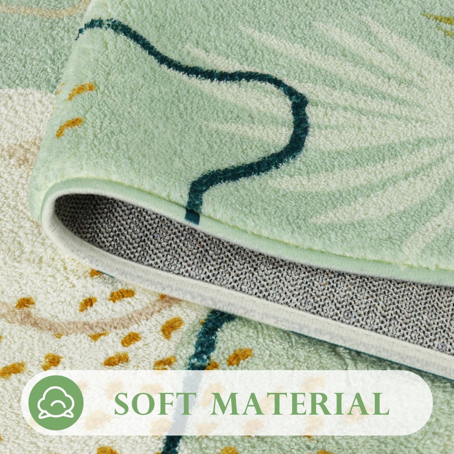 Uphome Sage Green Bathroom Rug Set, Cute Abstract Plant Bath Mat Set, Non Slip Machine Washable Bath Rugs, Soft Velvet Small Bathroom Mat, Mid Centry Aesthetic Botanical Floor Mats for Tub Sink Shower