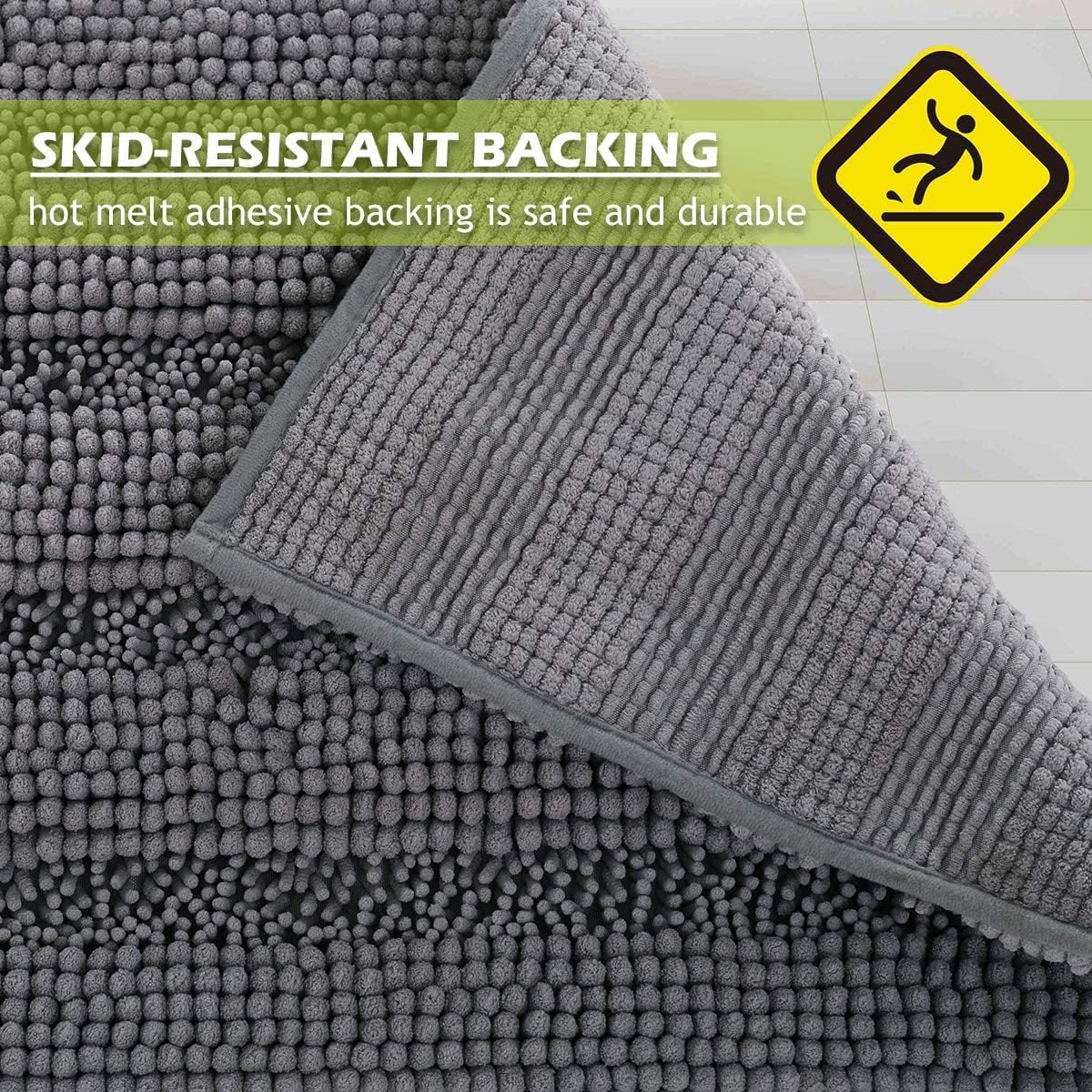 KGORGE Grey Bath Rugs - Soft Large Bathroom Rugs 60" x 24" Farmhouse Floor Cover Water Absorbent Bath Mat Shower Carpet for Toilet Door Way Kitchen Kids Baby, 1 Pc