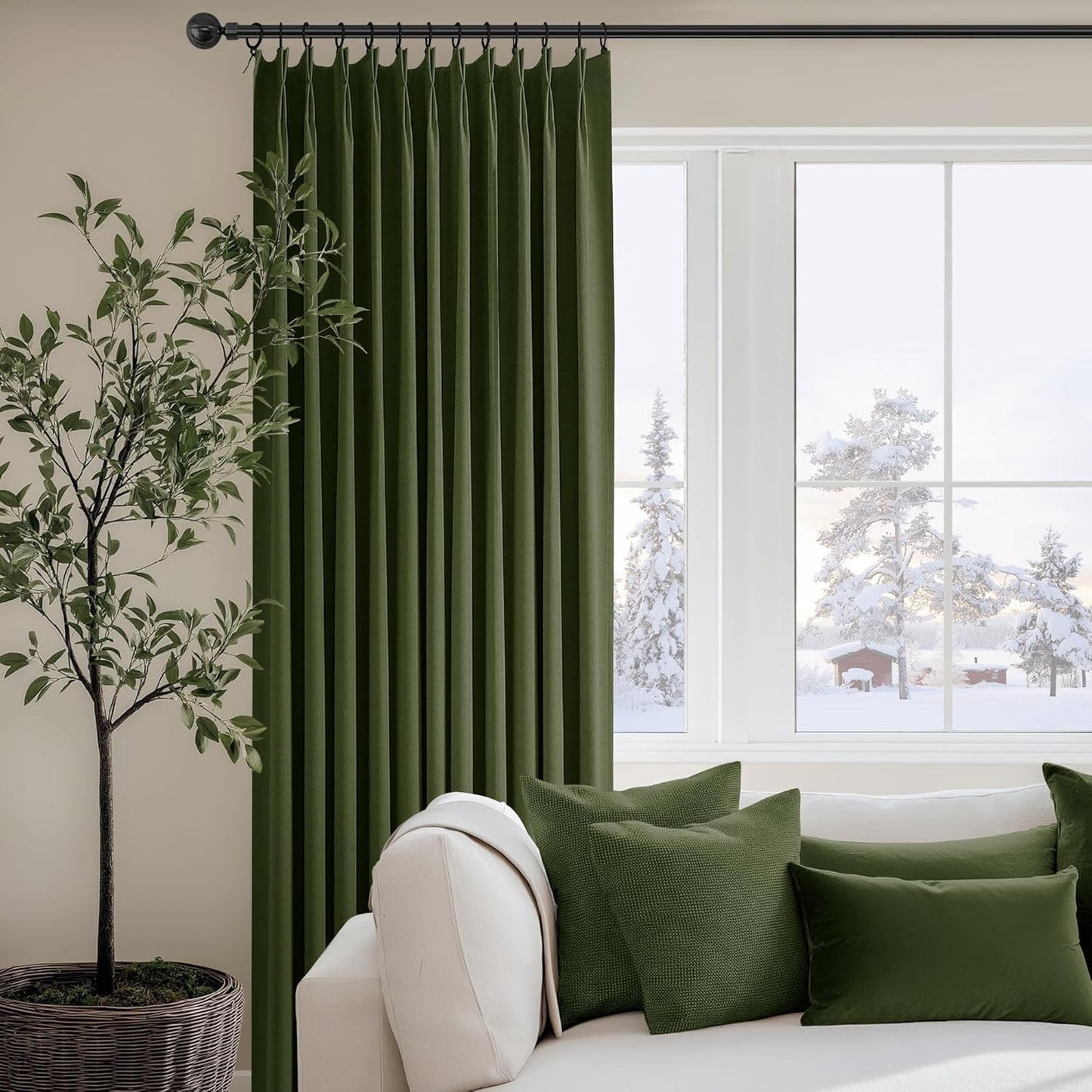 ChrisDowa Terracotta Pinch Pleated Blackout Linen Curtains 102 Inch Long 2 Panels for Living Room Bedroom Farmhouse Room darking Thermal Insulated Back Tab Hooks Rings Window Treatment Drapes,40x102