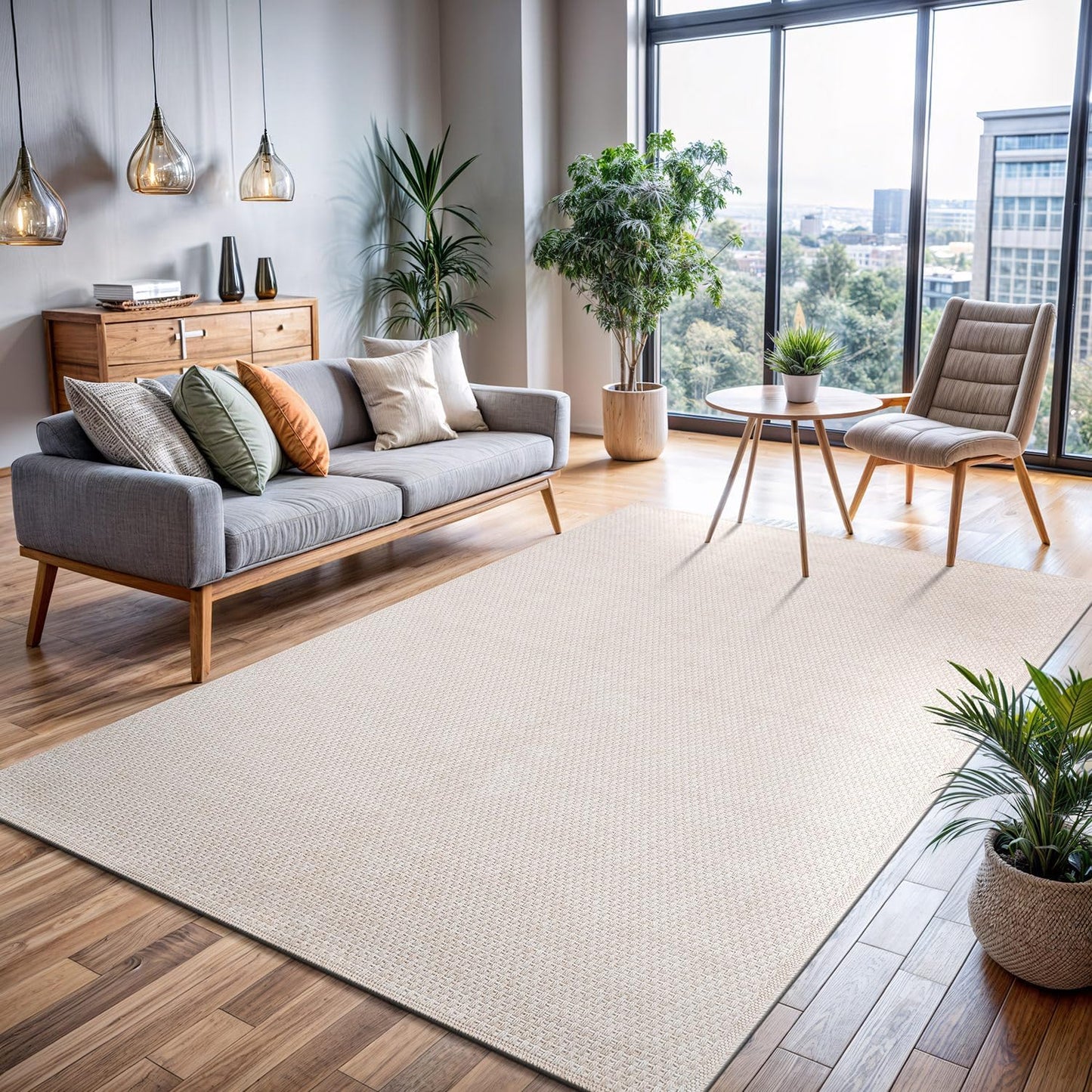 CAMILSON Easy Jute Rug 9x12, Indoor Outdoor Natural Color Fiber Area Rugs for Living Room Patio and Kitchen Rug, Sisal Boho Woven Design, Easy-Cleaning, Washable Outside Carpet Alfombras (9 x 12)
