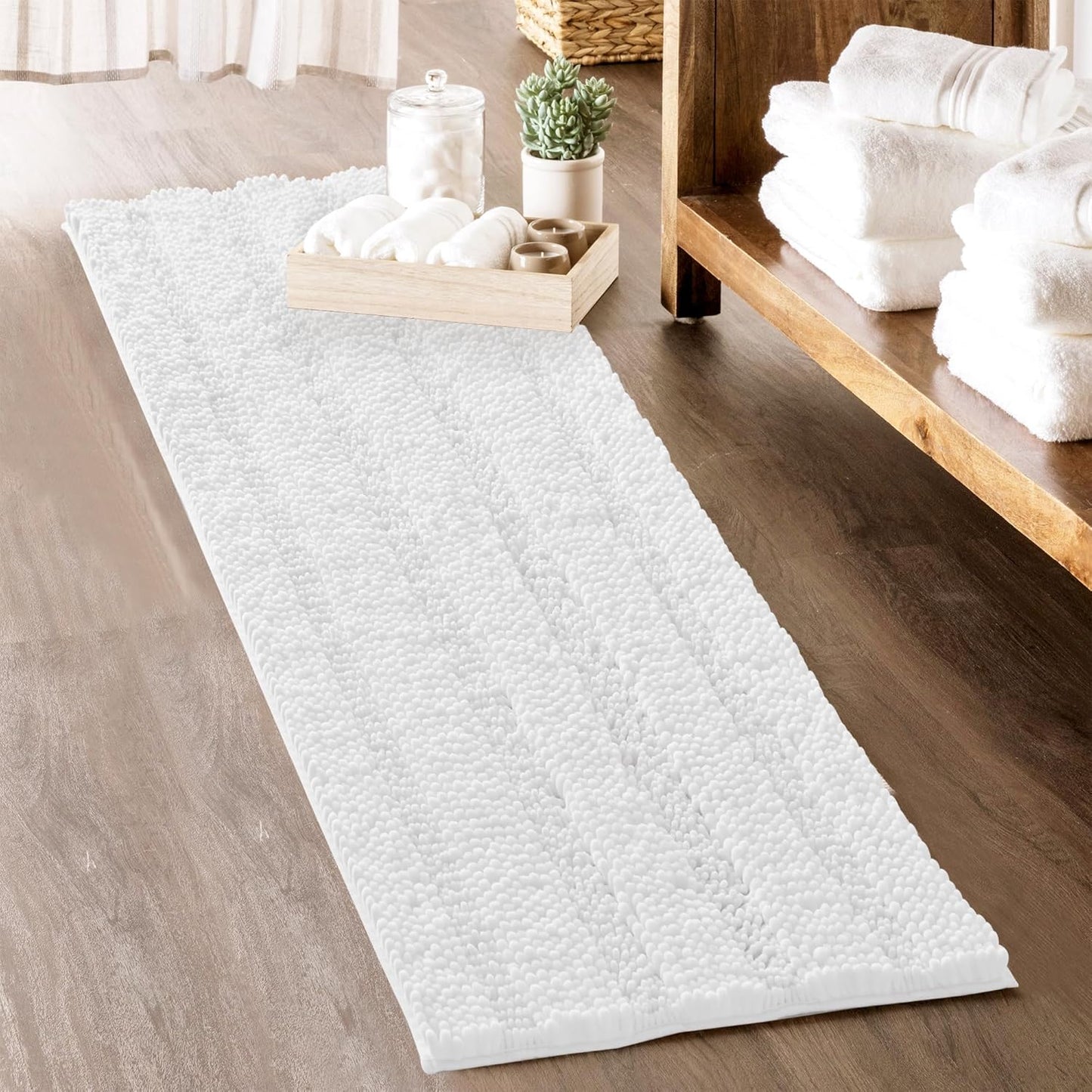 KGORGE Grey Bath Rugs - Soft Large Bathroom Rugs 60" x 24" Farmhouse Floor Cover Water Absorbent Bath Mat Shower Carpet for Toilet Door Way Kitchen Kids Baby, 1 Pc