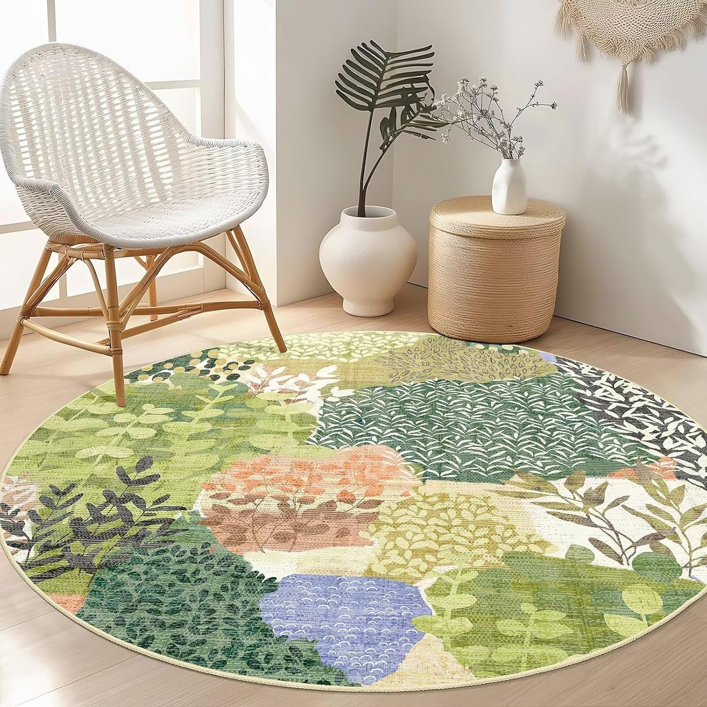 DEXDE Runner Rug 2x6 Washable Hallway Boho Soft Area Rugs Abstract Long Non Slip Botanical Leaves Floral Print Carpet for Entryway, Kitchen, Laundry, Bathroom, Bedroom,Blue