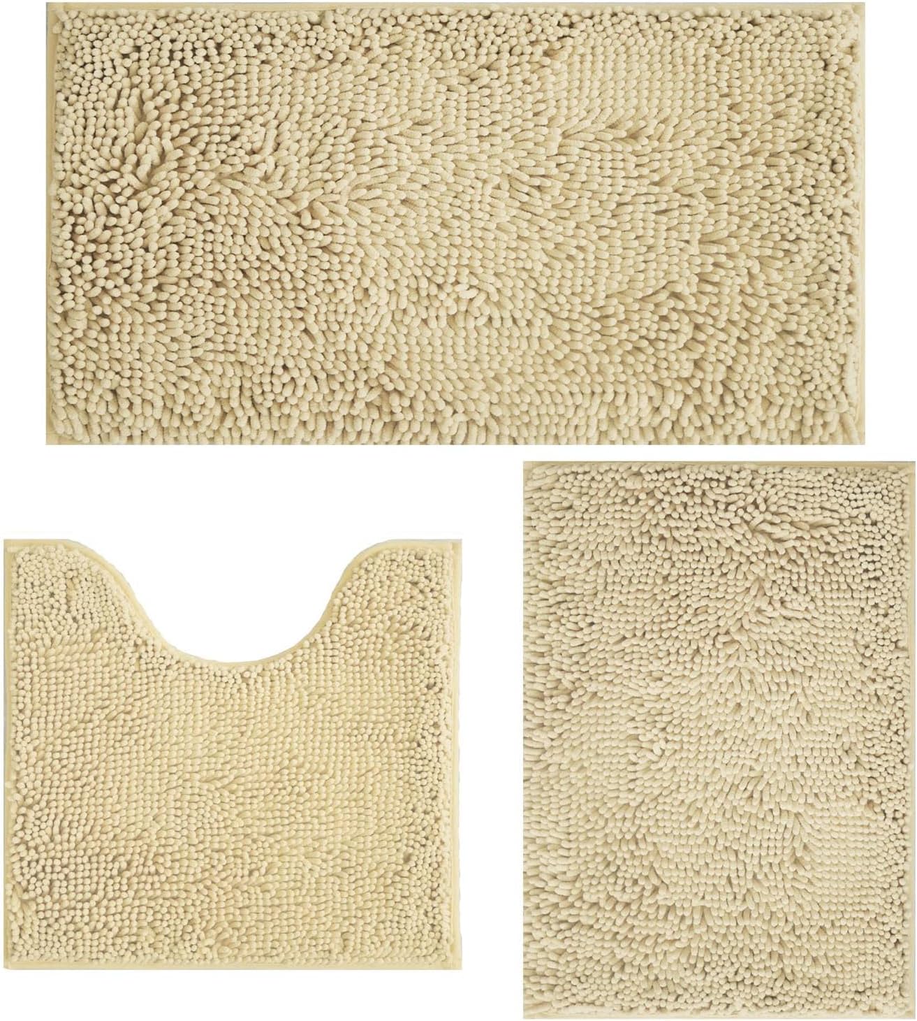 Bathroom Rugs Sets 3 Piece Non Slip,Bath Rugs with PVC Backing Bath Carpet,Bathroom Rug Washable,Absorbent,Plush Carpet Mats,Bath Mats for Bedroom, Kitchen,Tub,Home Decor (Lavender)