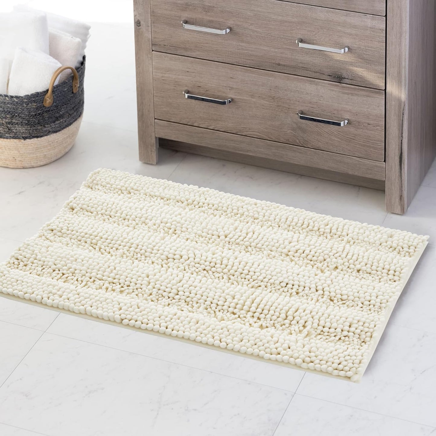 KGORGE Grey Bath Rugs - Soft Large Bathroom Rugs 60" x 24" Farmhouse Floor Cover Water Absorbent Bath Mat Shower Carpet for Toilet Door Way Kitchen Kids Baby, 1 Pc