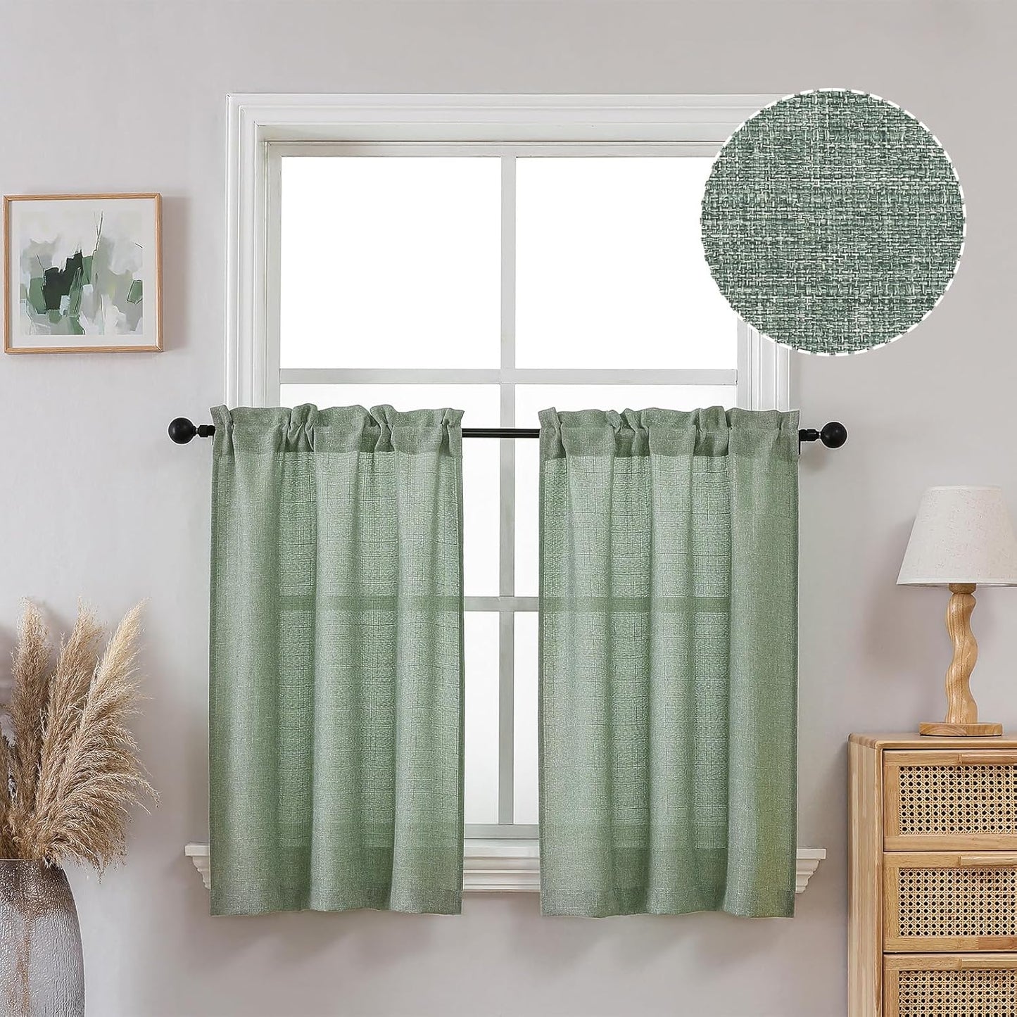 OVZME Light Grey Curtains 63 Inch Length 2 Panels, Faux Linen Textured Semi Light Filtering Drapes, Soft Airy Farmhouse Slub Window Curtains for Living Room Bedroom, Each 40x63 Inches