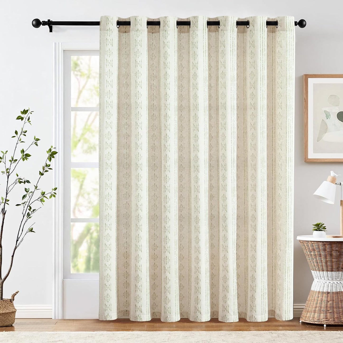 jinchan Boho Curtains for Living Room Farmhouse Black Curtains 84 Inch Length 2 Panels for Bedroom Geometric Striped Mudcloth Light Filtering Window Drapes Rod Pocket Black on Beige