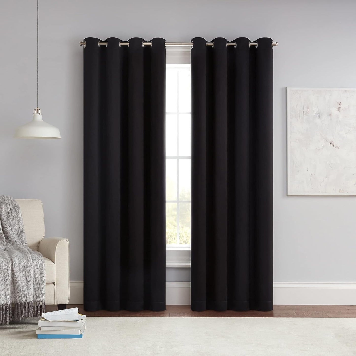 ECLIPSE Solid Thermapanel Modern Room Darkening Rod Pocket Window Curtain for Bedroom (1 Panel), 54 in x 84 in, Taupe