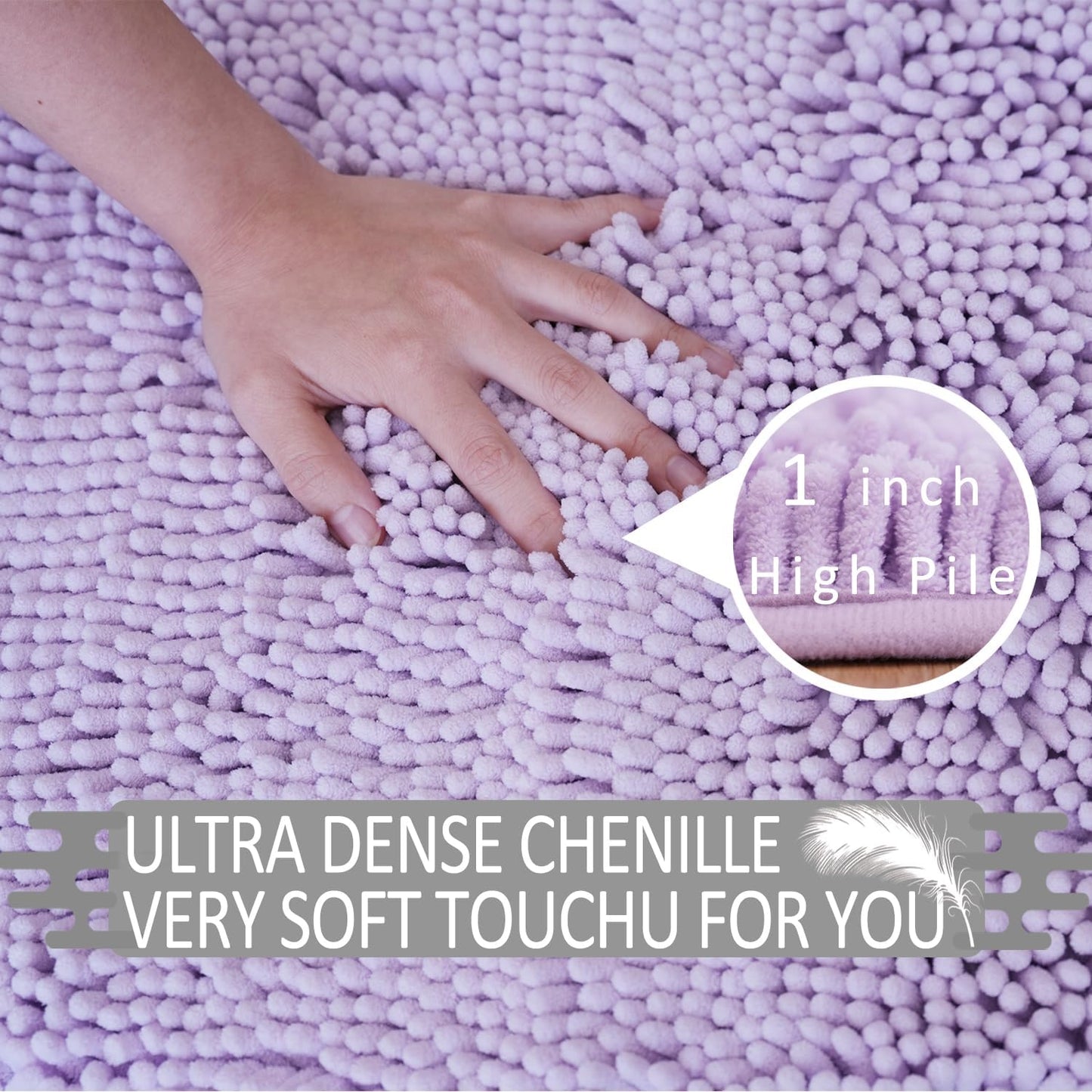 Bathroom Rugs Sets 3 Piece Non Slip,Bath Rugs with PVC Backing Bath Carpet,Bathroom Rug Washable,Absorbent,Plush Carpet Mats,Bath Mats for Bedroom, Kitchen,Tub,Home Decor (Lavender)