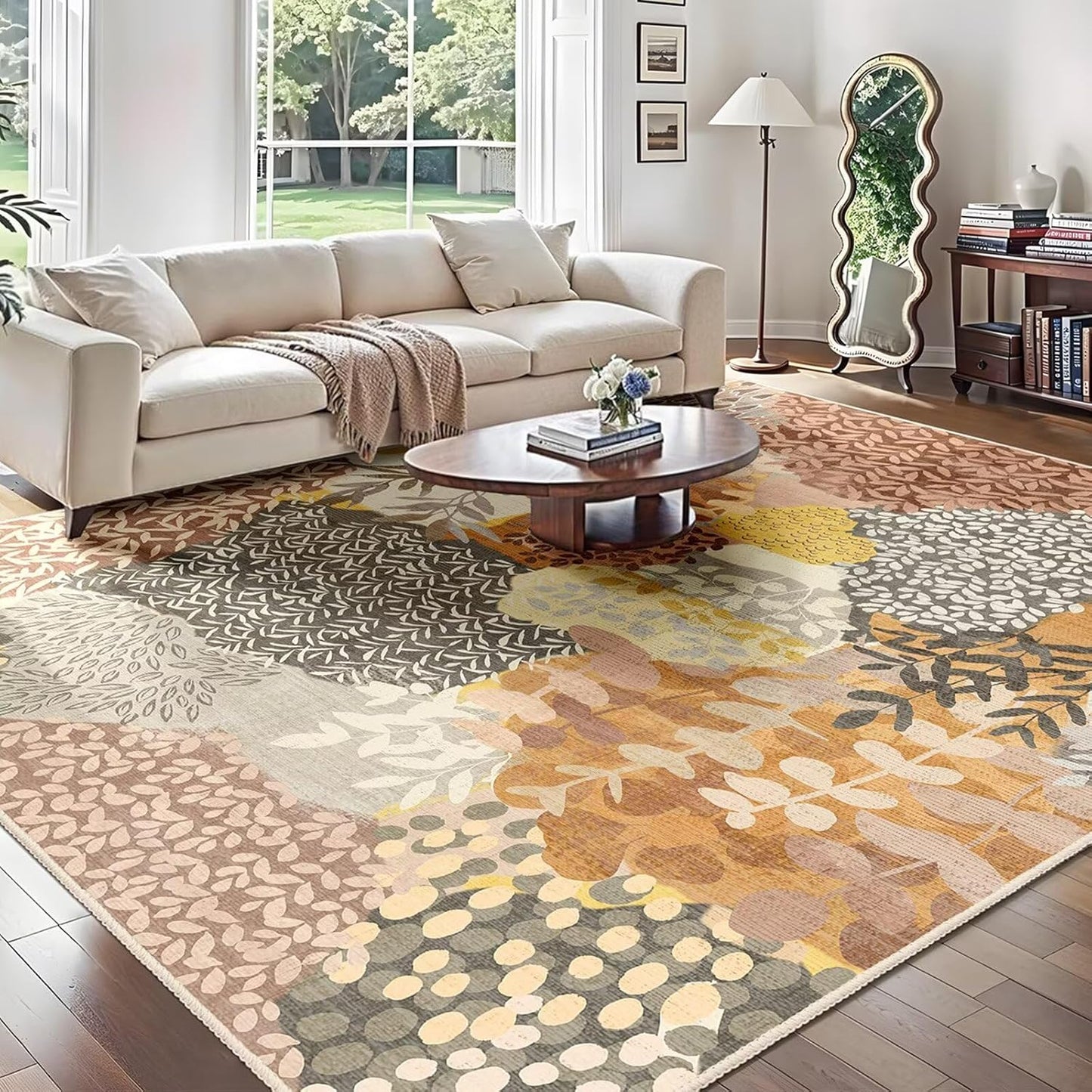 DEXDE Runner Rug 2x6 Washable Hallway Boho Soft Area Rugs Abstract Long Non Slip Botanical Leaves Floral Print Carpet for Entryway, Kitchen, Laundry, Bathroom, Bedroom,Blue