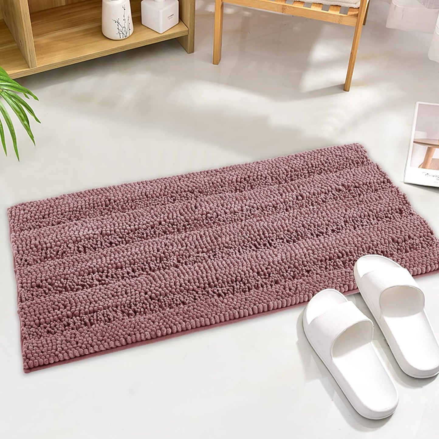 KGORGE Grey Bath Rugs - Soft Large Bathroom Rugs 60" x 24" Farmhouse Floor Cover Water Absorbent Bath Mat Shower Carpet for Toilet Door Way Kitchen Kids Baby, 1 Pc