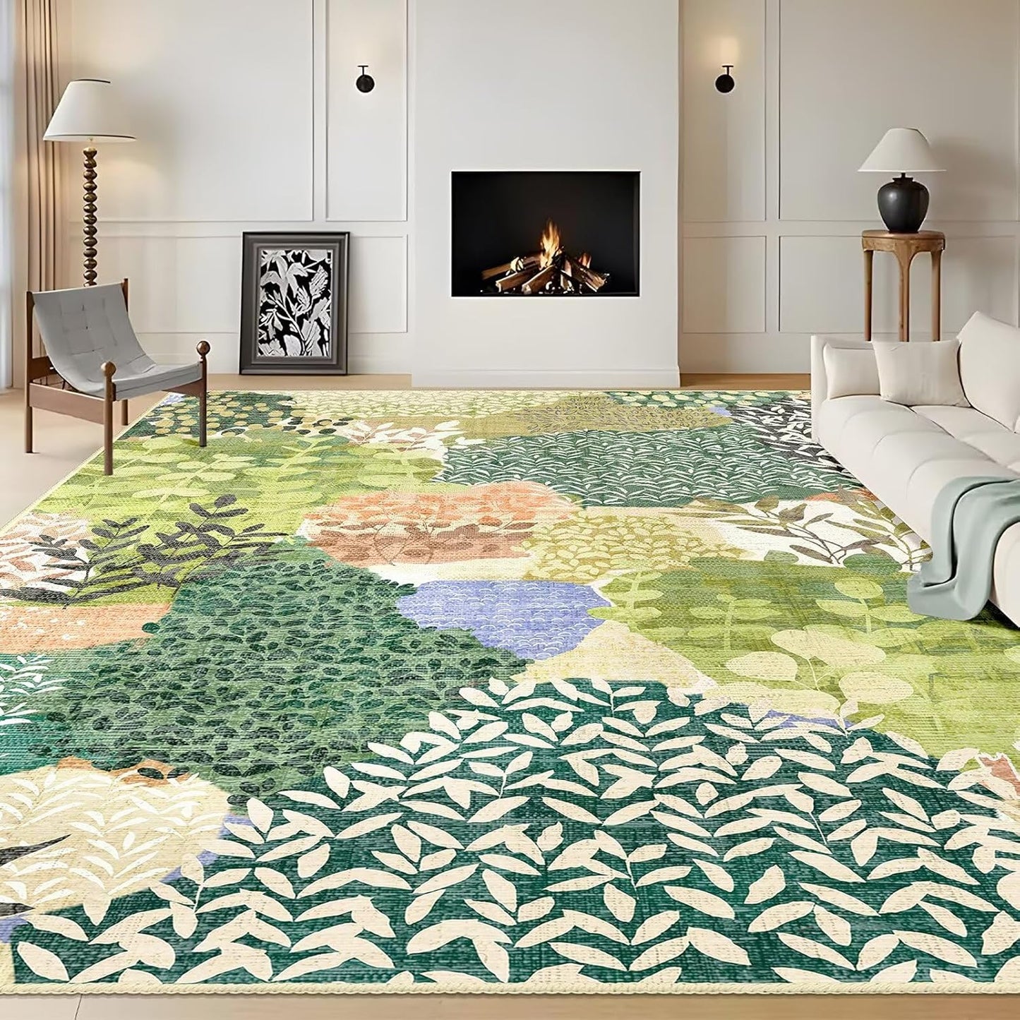 DEXDE Runner Rug 2x6 Washable Hallway Boho Soft Area Rugs Abstract Long Non Slip Botanical Leaves Floral Print Carpet for Entryway, Kitchen, Laundry, Bathroom, Bedroom,Blue