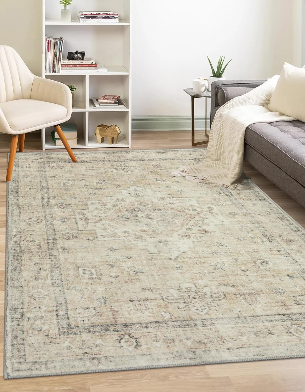 LIVEBOX Washable 2x6 Runner Rug for Bathroom, Non Slip Kitchen Mats for Floor Entryway, Boho Indoor Front Door Mat Low-Pile Runners for Hallways, Farmhouse Rugs for Laundry, Sage Green