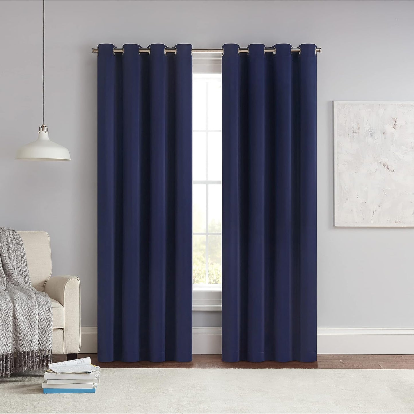 ECLIPSE Solid Thermapanel Modern Room Darkening Rod Pocket Window Curtain for Bedroom (1 Panel), 54 in x 84 in, Taupe