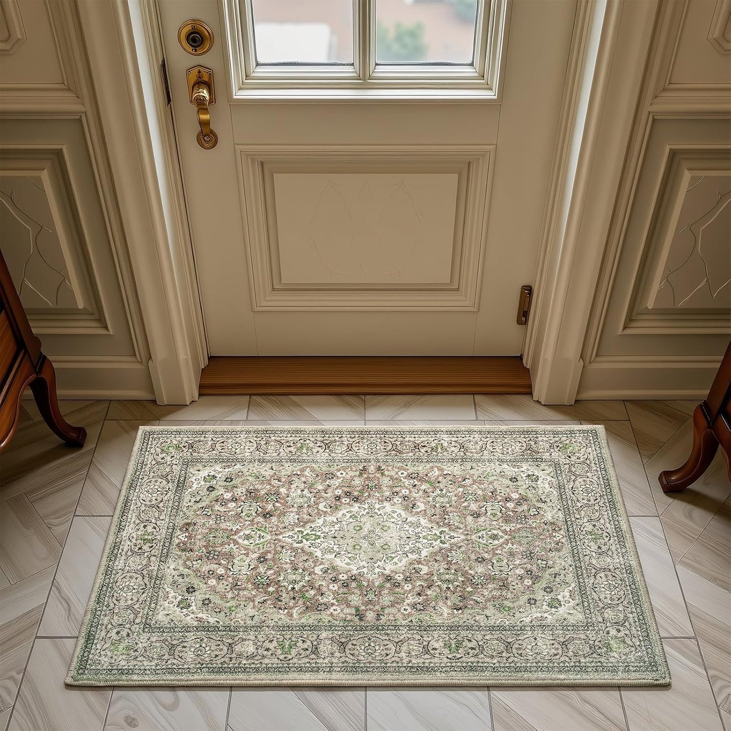 Washable Rug 4x6, Gray Area Rugs Non Slip, Indoor Low Pile Carpet with Rubber Backing for Living Room Kitchen Bathroom Entryway Office Bedroom