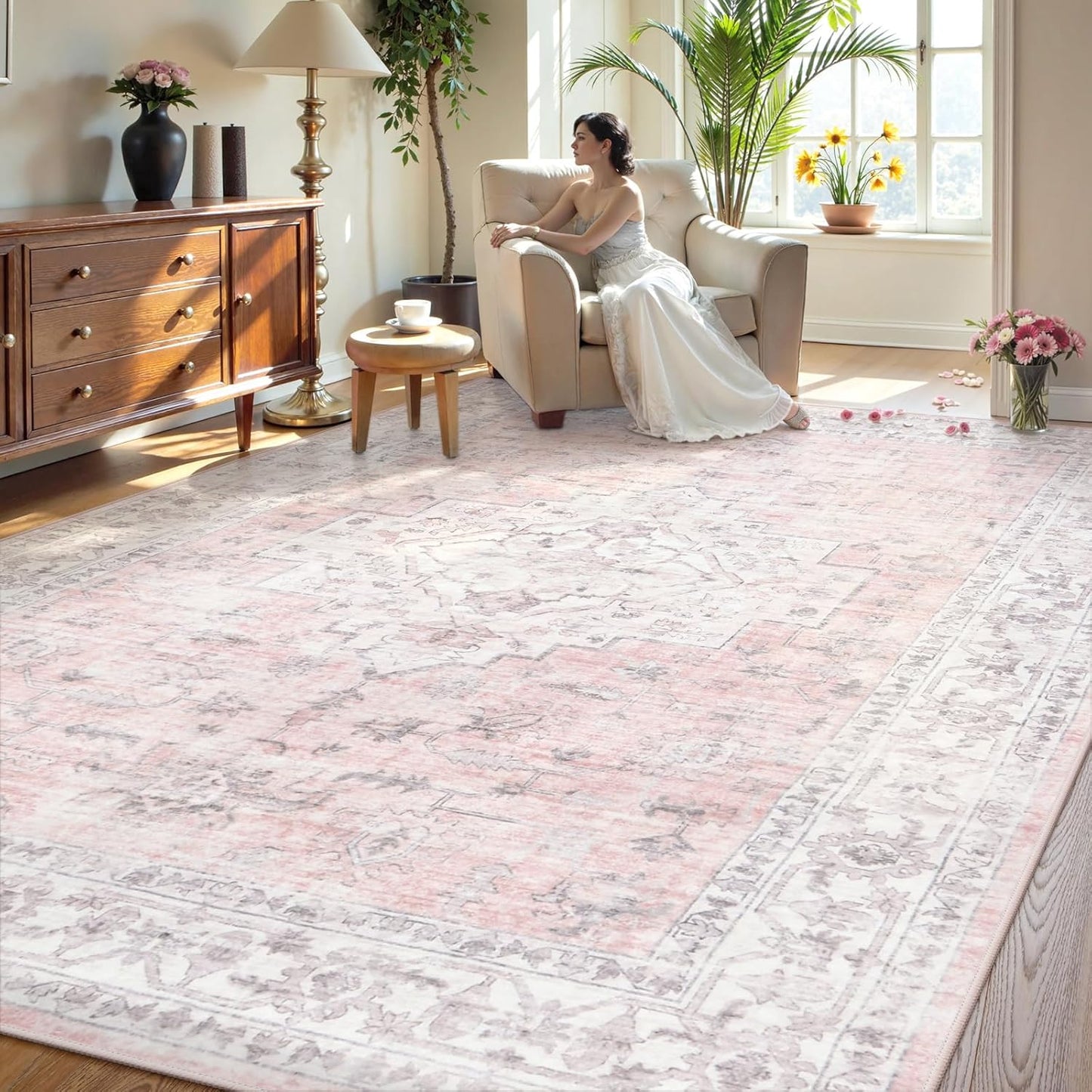 LIVEBOX Washable 2x6 Runner Rug for Bathroom, Non Slip Kitchen Mats for Floor Entryway, Boho Indoor Front Door Mat Low-Pile Runners for Hallways, Farmhouse Rugs for Laundry, Sage Green
