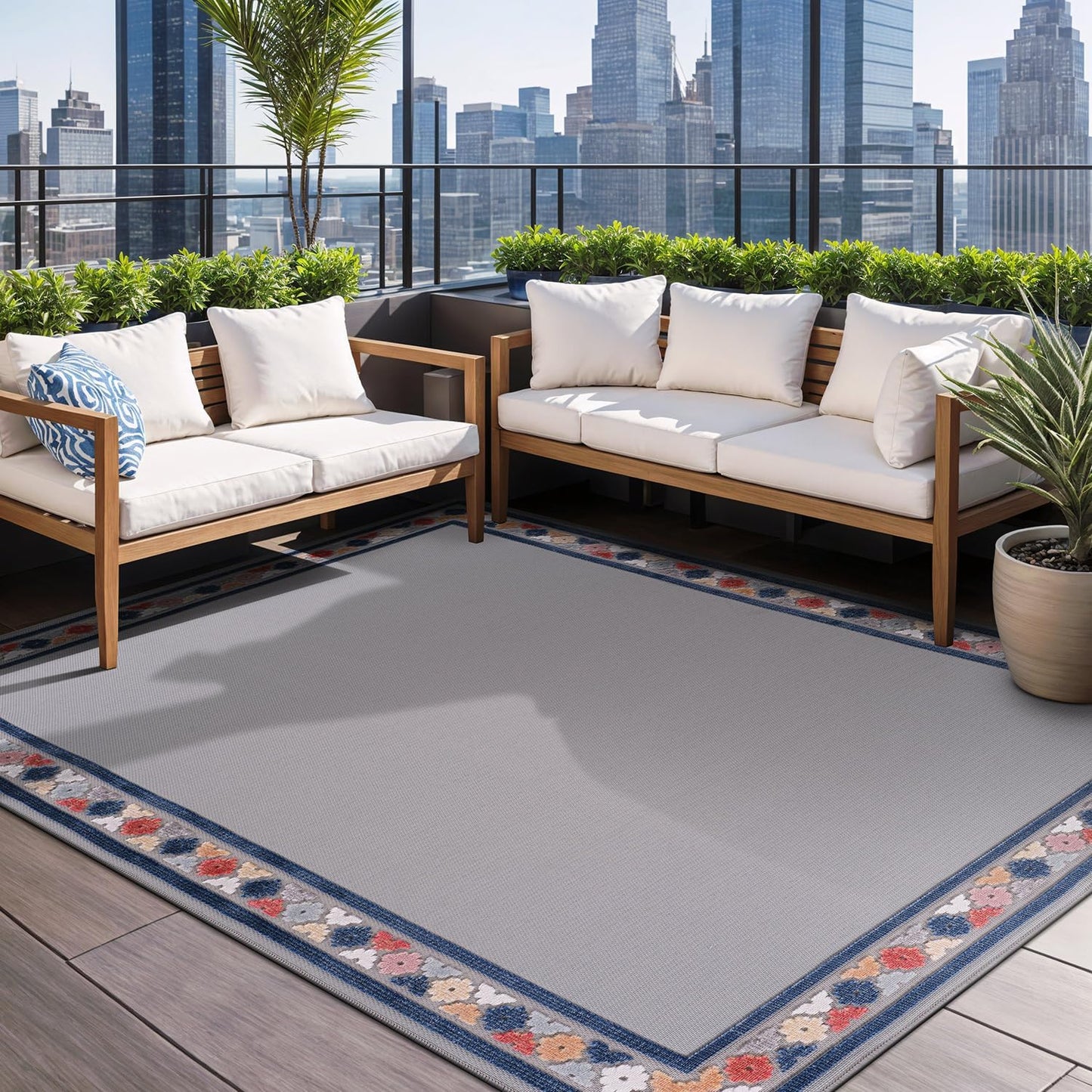 Beverly Rug Outdoor Rug 9x12 Large Modern Floral Tropical Area Rugs for Indoor and Outdoor Patio Easy to Clean Non Shedding Living Room Porch Garden Washable Outside Carpet (9 x 12 Brown)