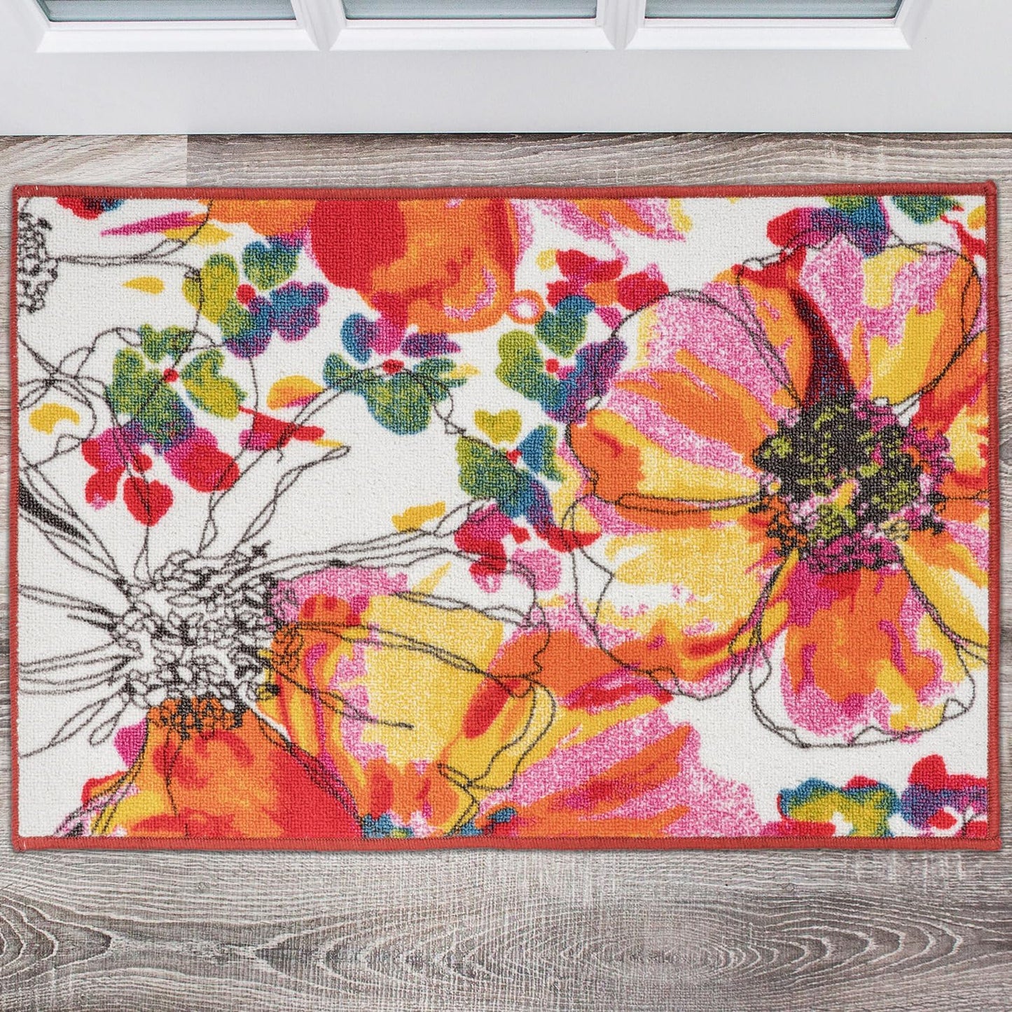 Rugshop Modern Bright Flowers Non-Slip (Non-Skid) Area Rug 8 x 10 (7' 10" x 10') Multi