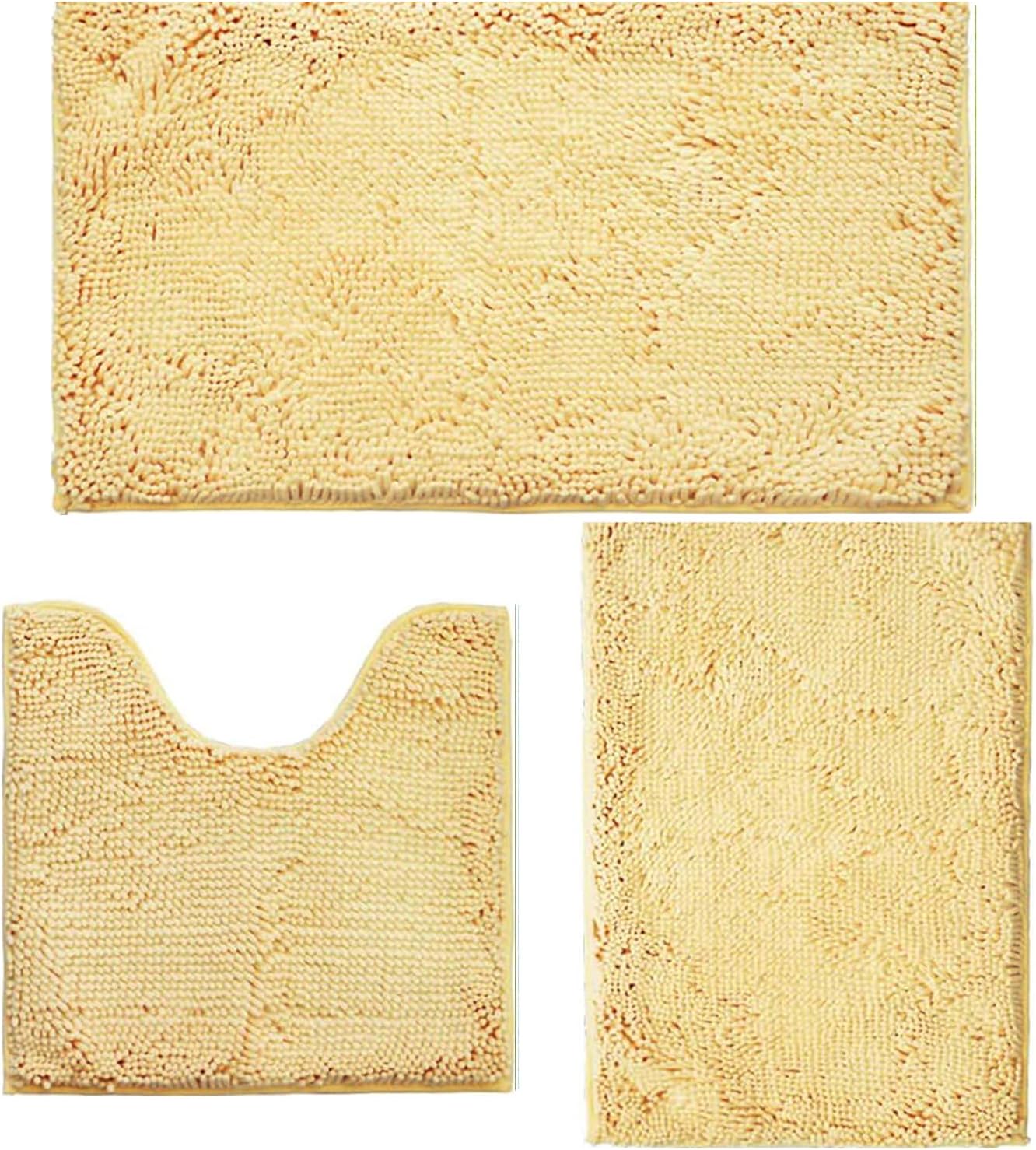 Bathroom Rugs Sets 3 Piece Non Slip,Bath Rugs with PVC Backing Bath Carpet,Bathroom Rug Washable,Absorbent,Plush Carpet Mats,Bath Mats for Bedroom, Kitchen,Tub,Home Decor (Lavender)