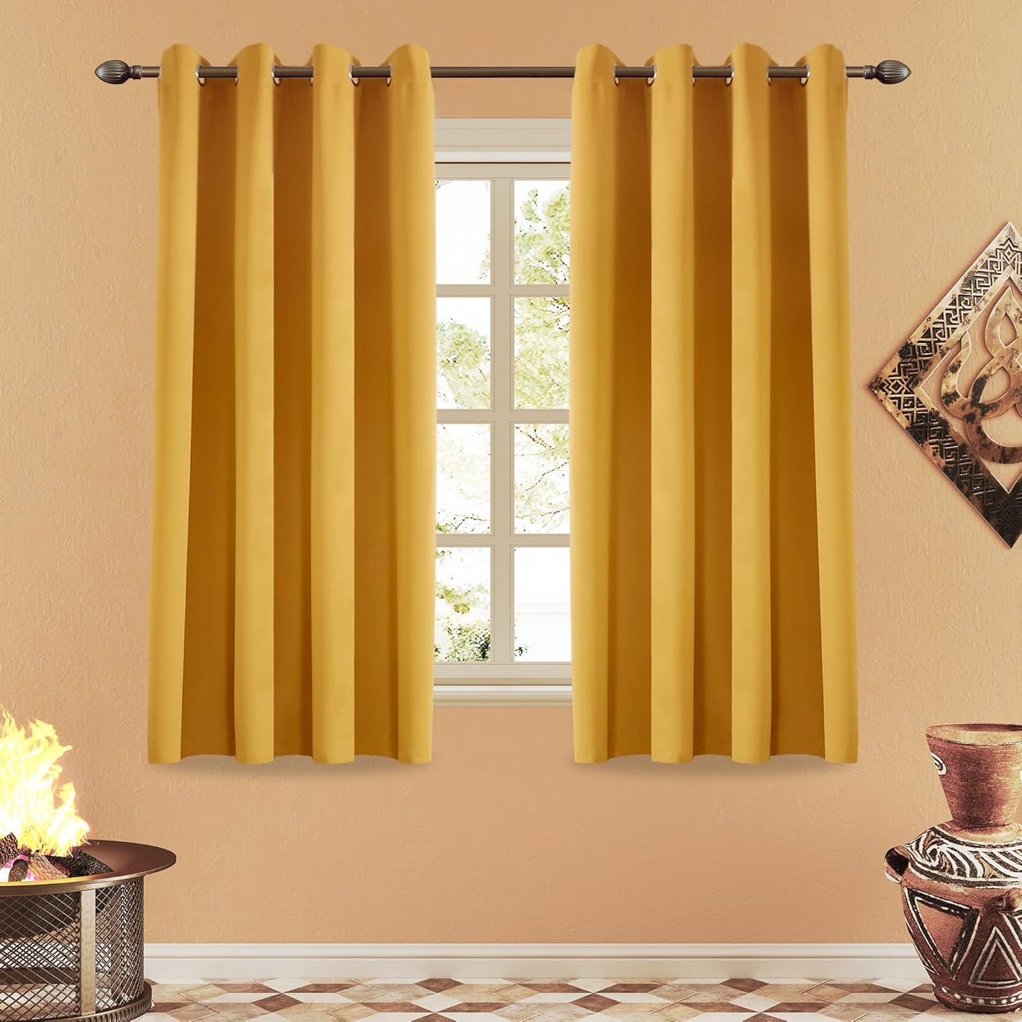 108 Inches Beige Blackout Curtains Room Darkening Thermal Insulated Drapes Grommet Top Light Blocking Curtain for Living Room Bedroom (2 Panels, W52 x L108 Inch, Beige Cream)