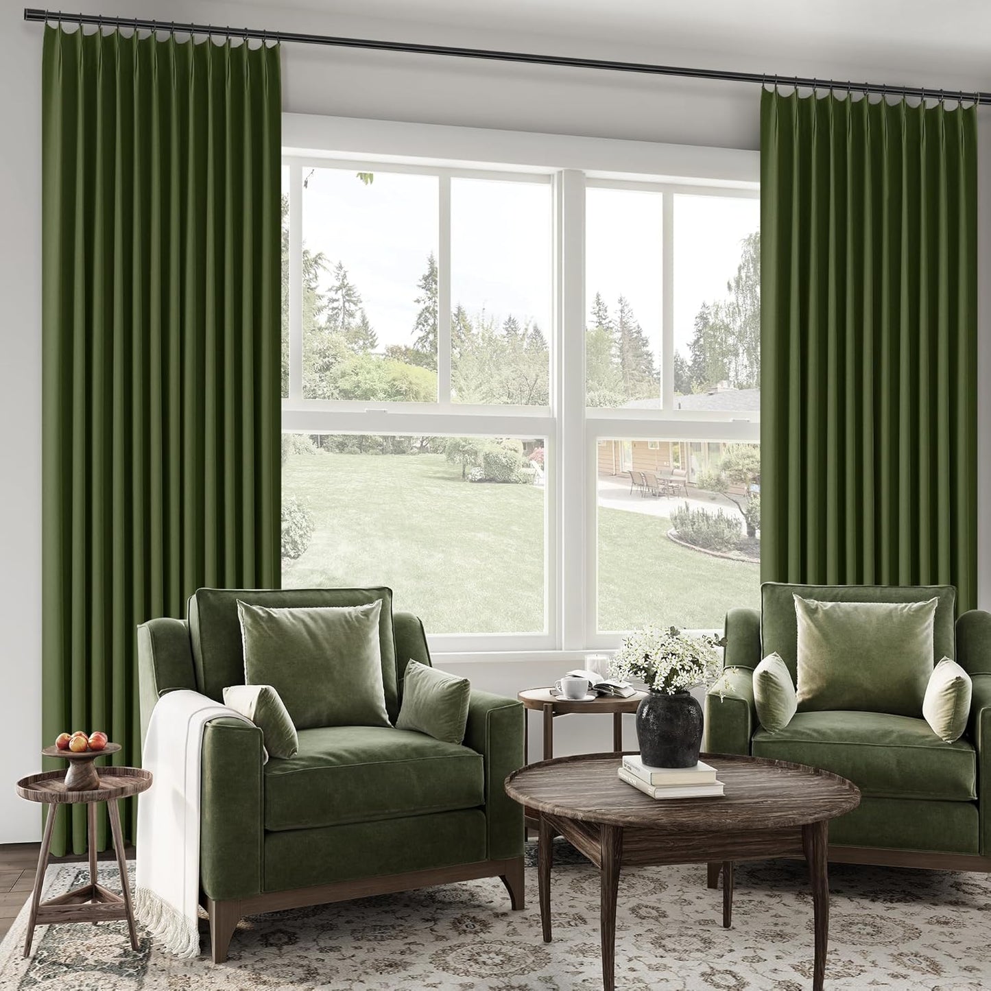 ChrisDowa Terracotta Pinch Pleated Blackout Linen Curtains 102 Inch Long 2 Panels for Living Room Bedroom Farmhouse Room darking Thermal Insulated Back Tab Hooks Rings Window Treatment Drapes,40x102