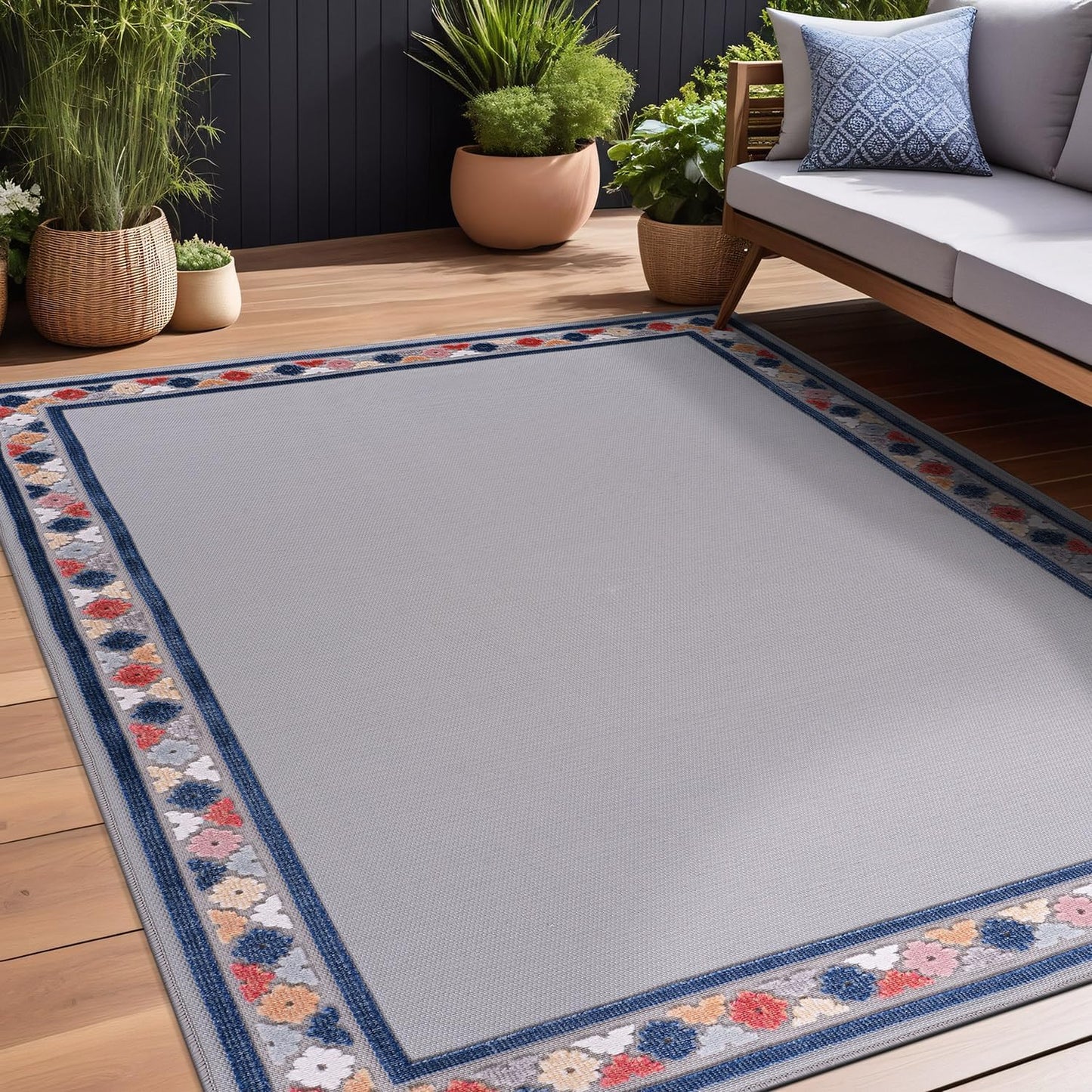 Beverly Rug Outdoor Rug 9x12 Large Modern Floral Tropical Area Rugs for Indoor and Outdoor Patio Easy to Clean Non Shedding Living Room Porch Garden Washable Outside Carpet (9 x 12 Brown)