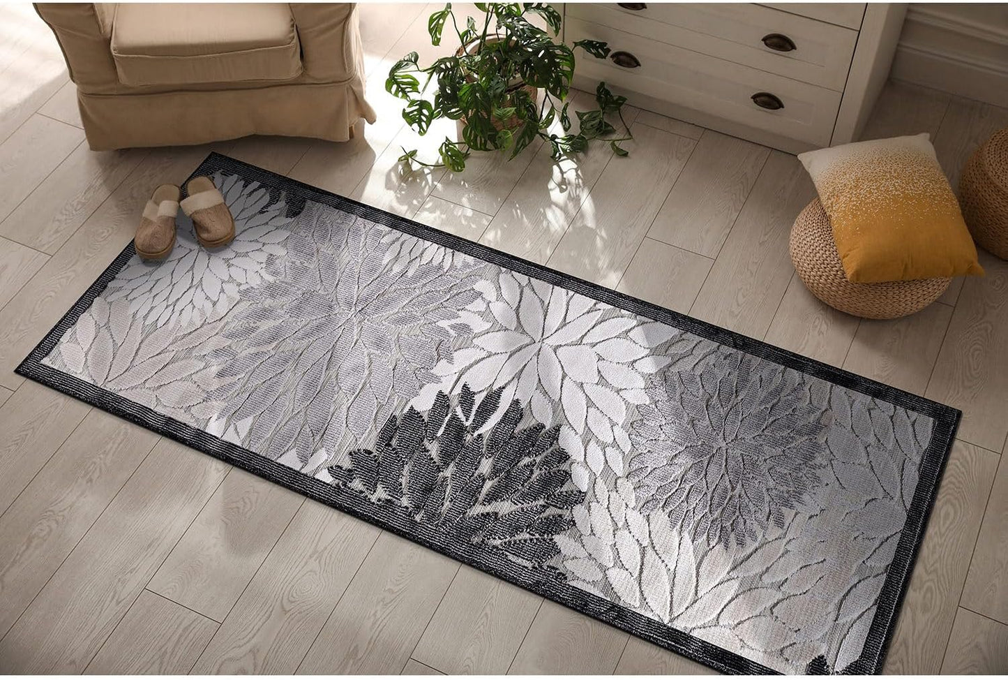 CAMILSON Indoor Outdoor Rug 8x10 Bohemian Medallion Floral Area Rugs for Indoor and Outdoor Patios Easy-Cleaning Non-Shedding Living Room Garden and Kitchen Washable Outside Carpet (8 x 10 / Beige)