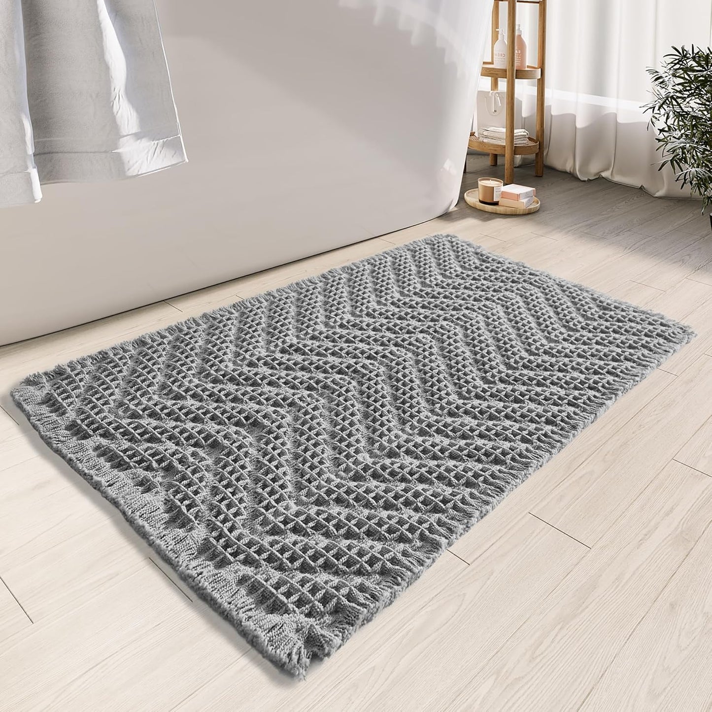 Bathroom Runner Rug Super Absorbent Non Slip Long Bath Mat Machine Washable Boho Bathroom Rugs Quick Dry Rug Runners for Hallway Bedroom Laundry Room,Brown, 2'x 6'(24" x 72")