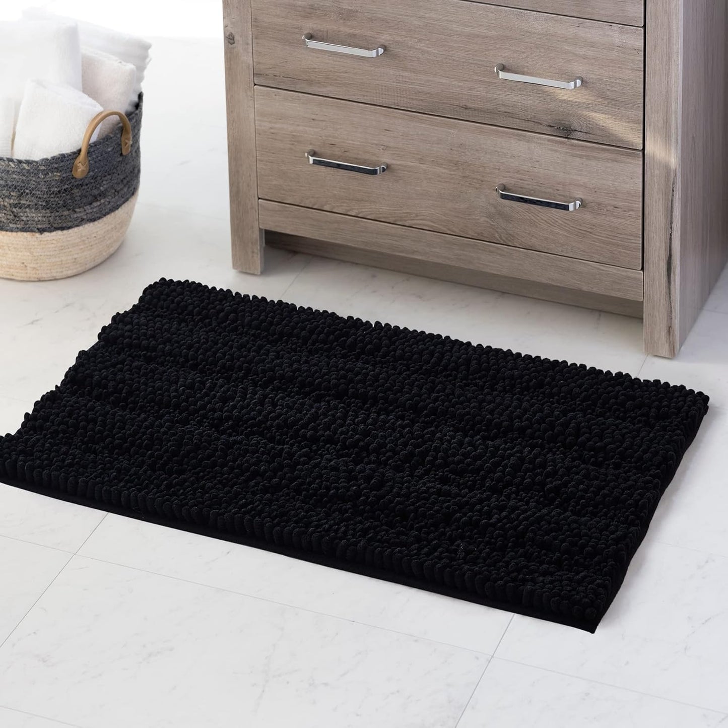 KGORGE Grey Bath Rugs - Soft Large Bathroom Rugs 60" x 24" Farmhouse Floor Cover Water Absorbent Bath Mat Shower Carpet for Toilet Door Way Kitchen Kids Baby, 1 Pc