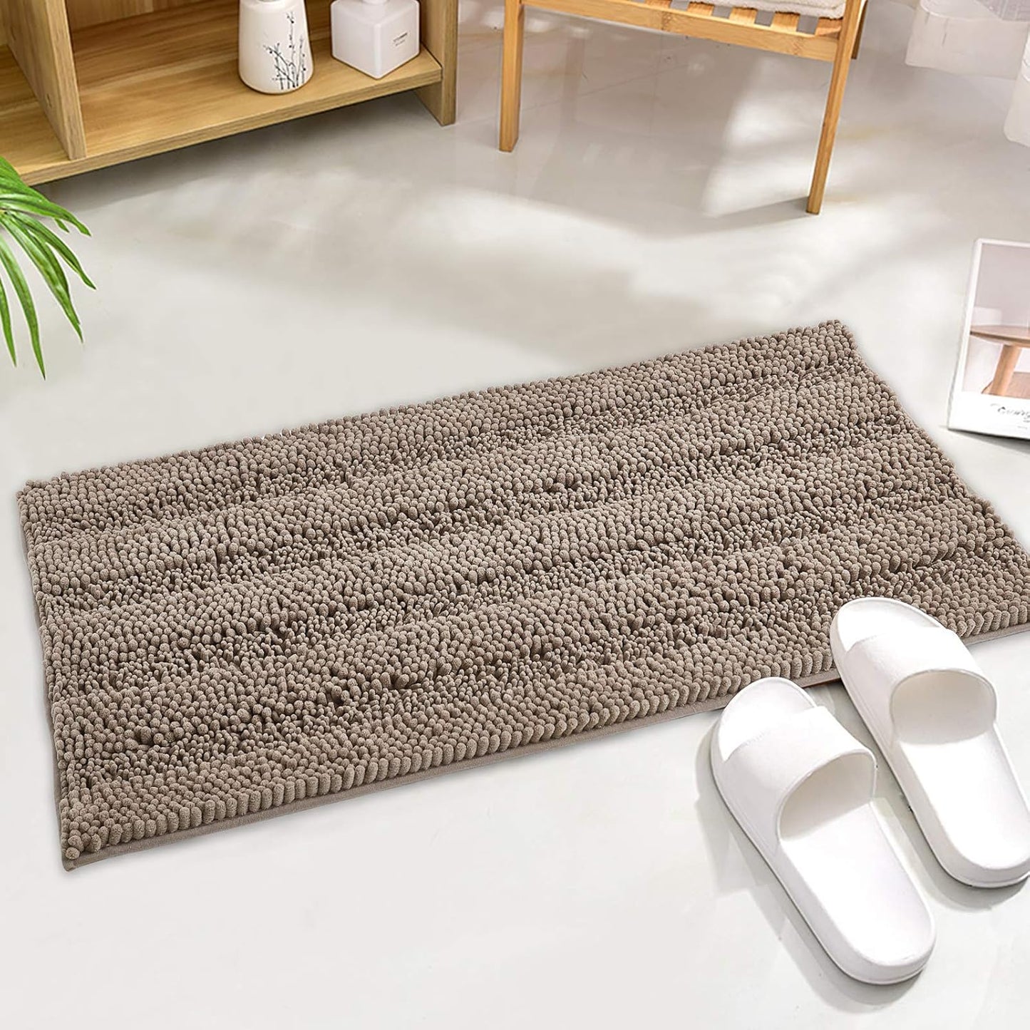 KGORGE Grey Bath Rugs - Soft Large Bathroom Rugs 60" x 24" Farmhouse Floor Cover Water Absorbent Bath Mat Shower Carpet for Toilet Door Way Kitchen Kids Baby, 1 Pc