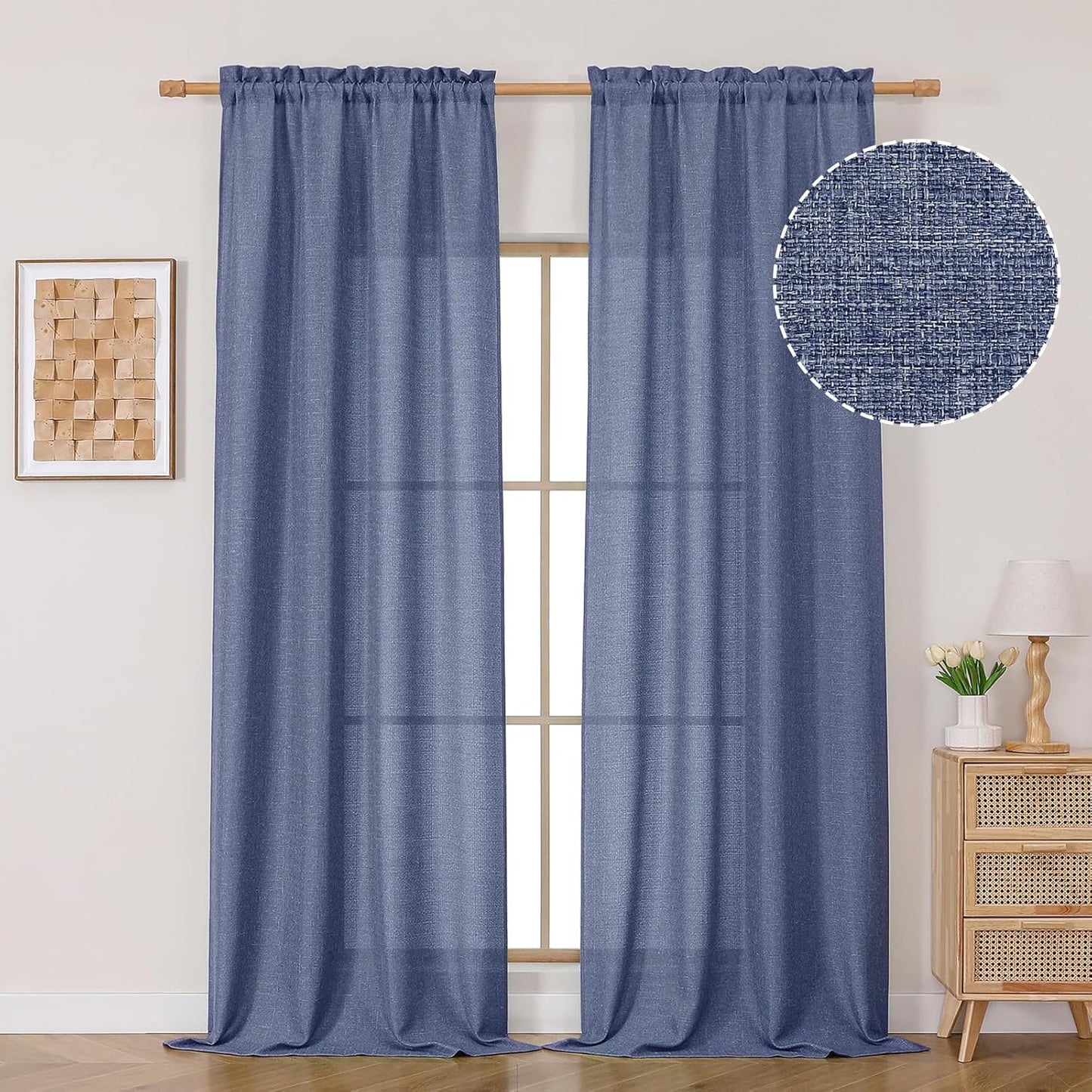 OVZME Light Grey Curtains 63 Inch Length 2 Panels, Faux Linen Textured Semi Light Filtering Drapes, Soft Airy Farmhouse Slub Window Curtains for Living Room Bedroom, Each 40x63 Inches