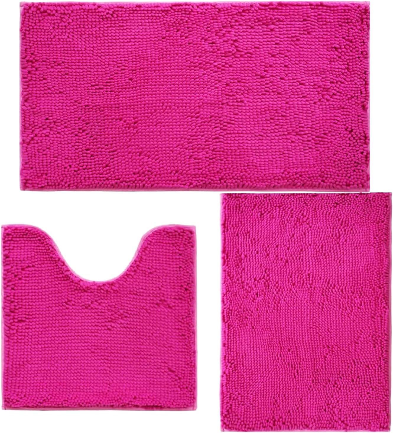 Bathroom Rugs Sets 3 Piece Non Slip,Bath Rugs with PVC Backing Bath Carpet,Bathroom Rug Washable,Absorbent,Plush Carpet Mats,Bath Mats for Bedroom, Kitchen,Tub,Home Decor (Lavender)