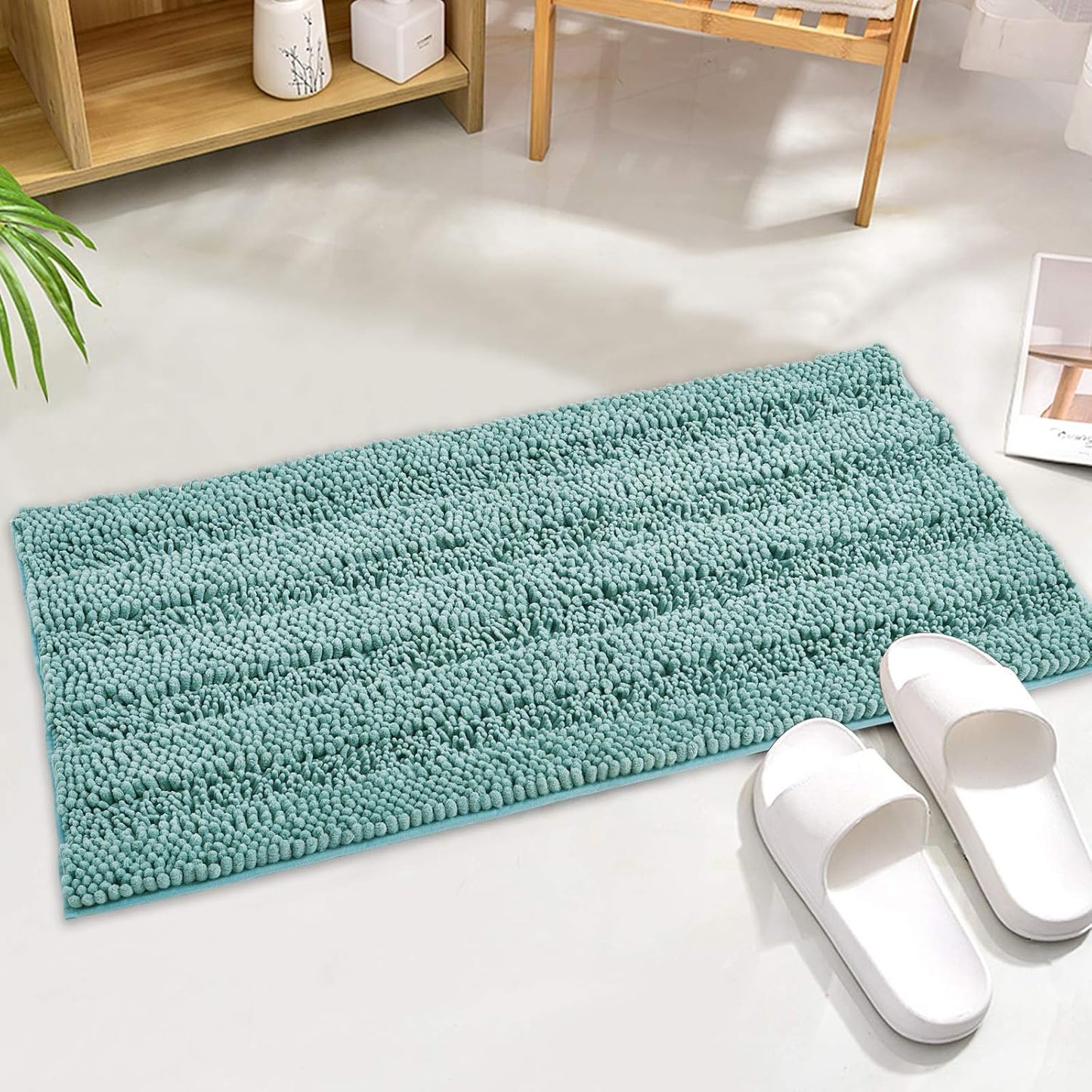 KGORGE Grey Bath Rugs - Soft Large Bathroom Rugs 60" x 24" Farmhouse Floor Cover Water Absorbent Bath Mat Shower Carpet for Toilet Door Way Kitchen Kids Baby, 1 Pc
