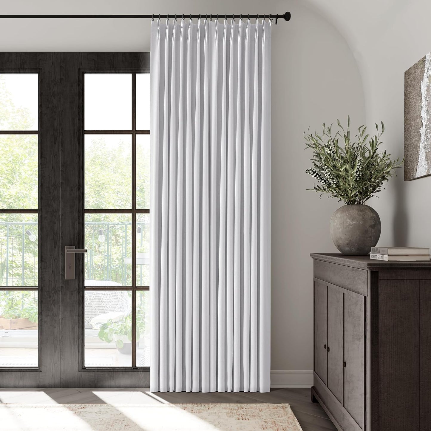 ChrisDowa Terracotta Pinch Pleated Blackout Linen Curtains 102 Inch Long 2 Panels for Living Room Bedroom Farmhouse Room darking Thermal Insulated Back Tab Hooks Rings Window Treatment Drapes,40x102