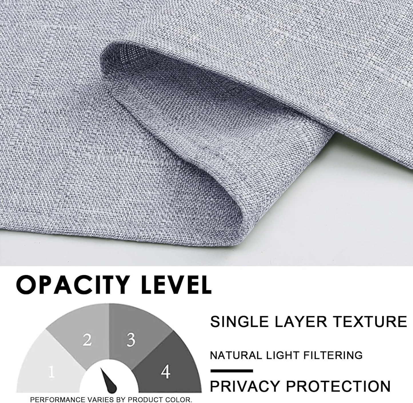 OVZME Light Grey Curtains 63 Inch Length 2 Panels, Faux Linen Textured Semi Light Filtering Drapes, Soft Airy Farmhouse Slub Window Curtains for Living Room Bedroom, Each 40x63 Inches