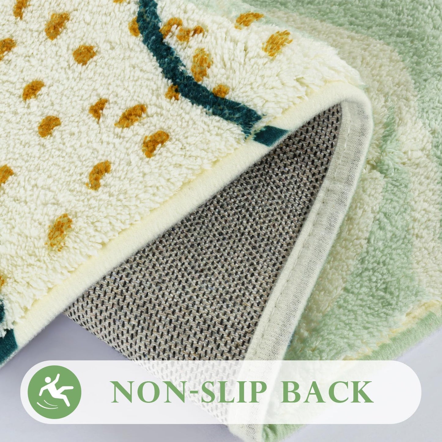 Uphome Sage Green Bathroom Rug Set, Cute Abstract Plant Bath Mat Set, Non Slip Machine Washable Bath Rugs, Soft Velvet Small Bathroom Mat, Mid Centry Aesthetic Botanical Floor Mats for Tub Sink Shower
