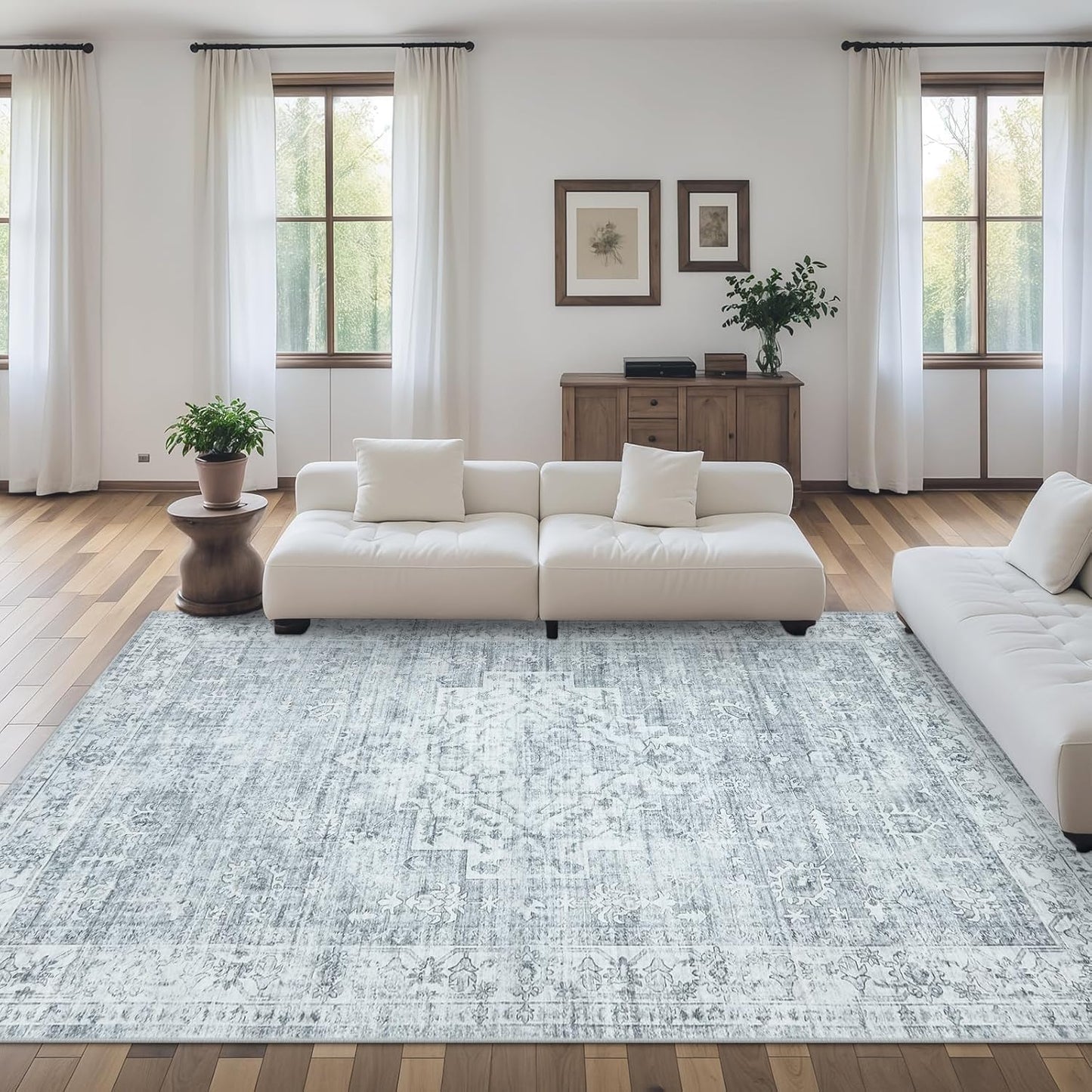 LIVEBOX Washable 2x6 Runner Rug for Bathroom, Non Slip Kitchen Mats for Floor Entryway, Boho Indoor Front Door Mat Low-Pile Runners for Hallways, Farmhouse Rugs for Laundry, Sage Green