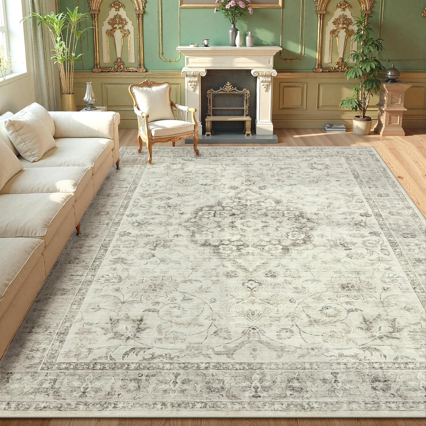 LIVEBOX Washable 2x6 Runner Rug for Bathroom, Non Slip Kitchen Mats for Floor Entryway, Boho Indoor Front Door Mat Low-Pile Runners for Hallways, Farmhouse Rugs for Laundry, Sage Green