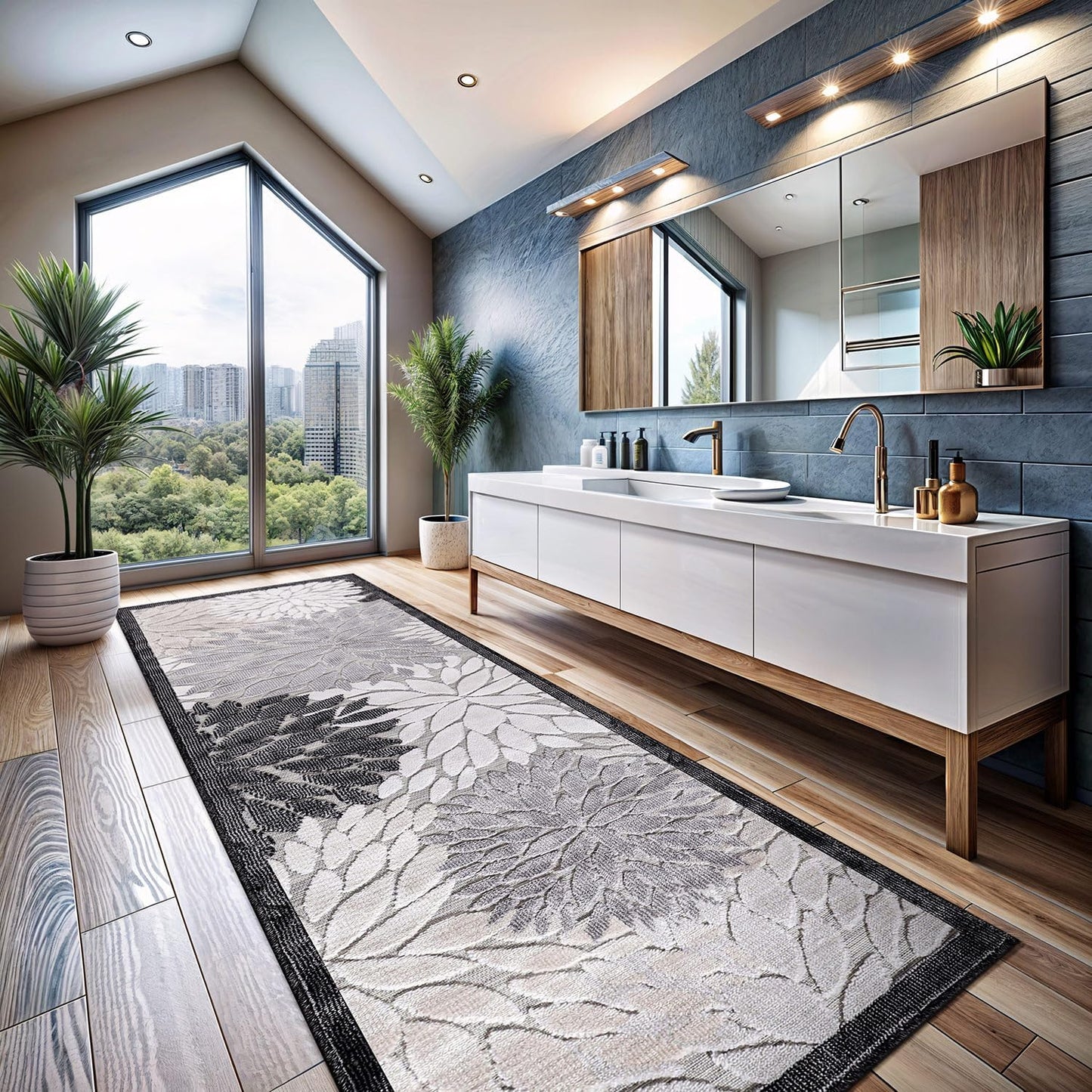 CAMILSON Indoor Outdoor Rug, Beige 5x7 Floral Exotic Tropical Area Rugs for Indoor and Outdoor Patios, Easy-Cleaning Non-Shedding Living Room, Garden and Kitchen Washable Outside Carpet (5 x 7)
