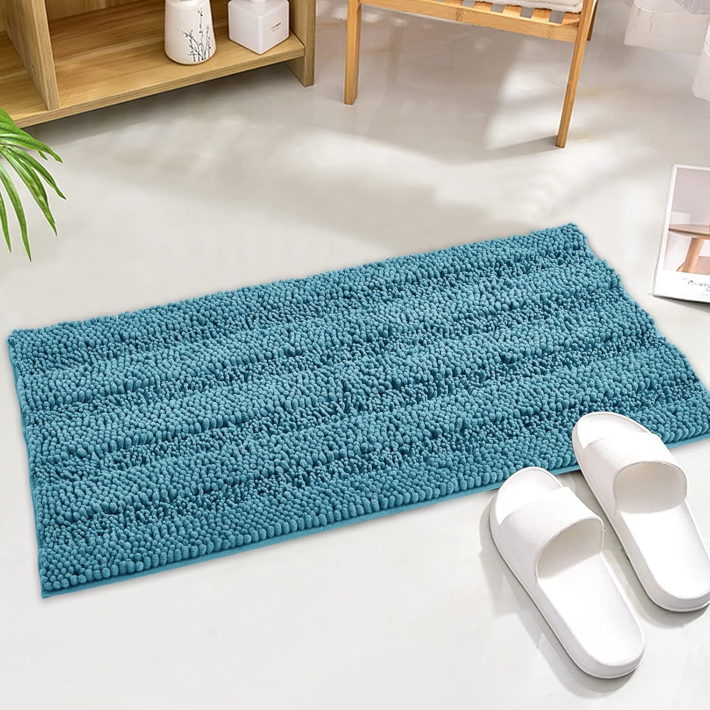 KGORGE Grey Bath Rugs - Soft Large Bathroom Rugs 60" x 24" Farmhouse Floor Cover Water Absorbent Bath Mat Shower Carpet for Toilet Door Way Kitchen Kids Baby, 1 Pc