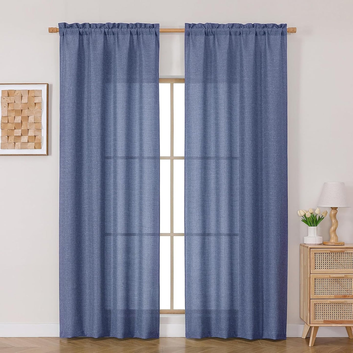 OVZME Light Grey Curtains 63 Inch Length 2 Panels, Faux Linen Textured Semi Light Filtering Drapes, Soft Airy Farmhouse Slub Window Curtains for Living Room Bedroom, Each 40x63 Inches