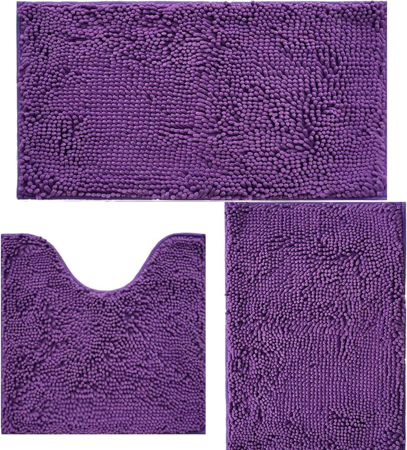 Bathroom Rugs Sets 3 Piece Non Slip,Bath Rugs with PVC Backing Bath Carpet,Bathroom Rug Washable,Absorbent,Plush Carpet Mats,Bath Mats for Bedroom, Kitchen,Tub,Home Decor (Lavender)