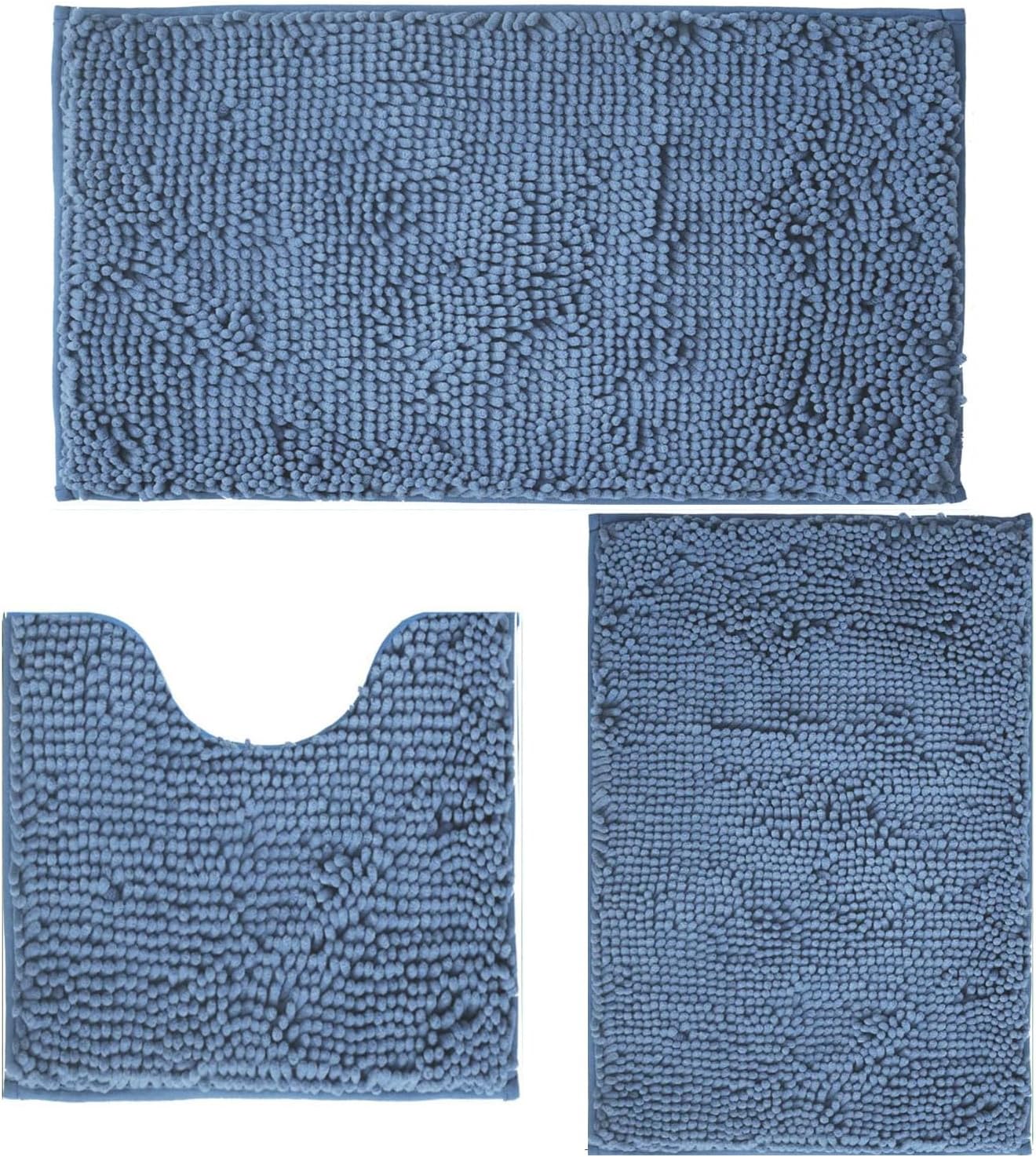Bathroom Rugs Sets 3 Piece Non Slip,Bath Rugs with PVC Backing Bath Carpet,Bathroom Rug Washable,Absorbent,Plush Carpet Mats,Bath Mats for Bedroom, Kitchen,Tub,Home Decor (Lavender)