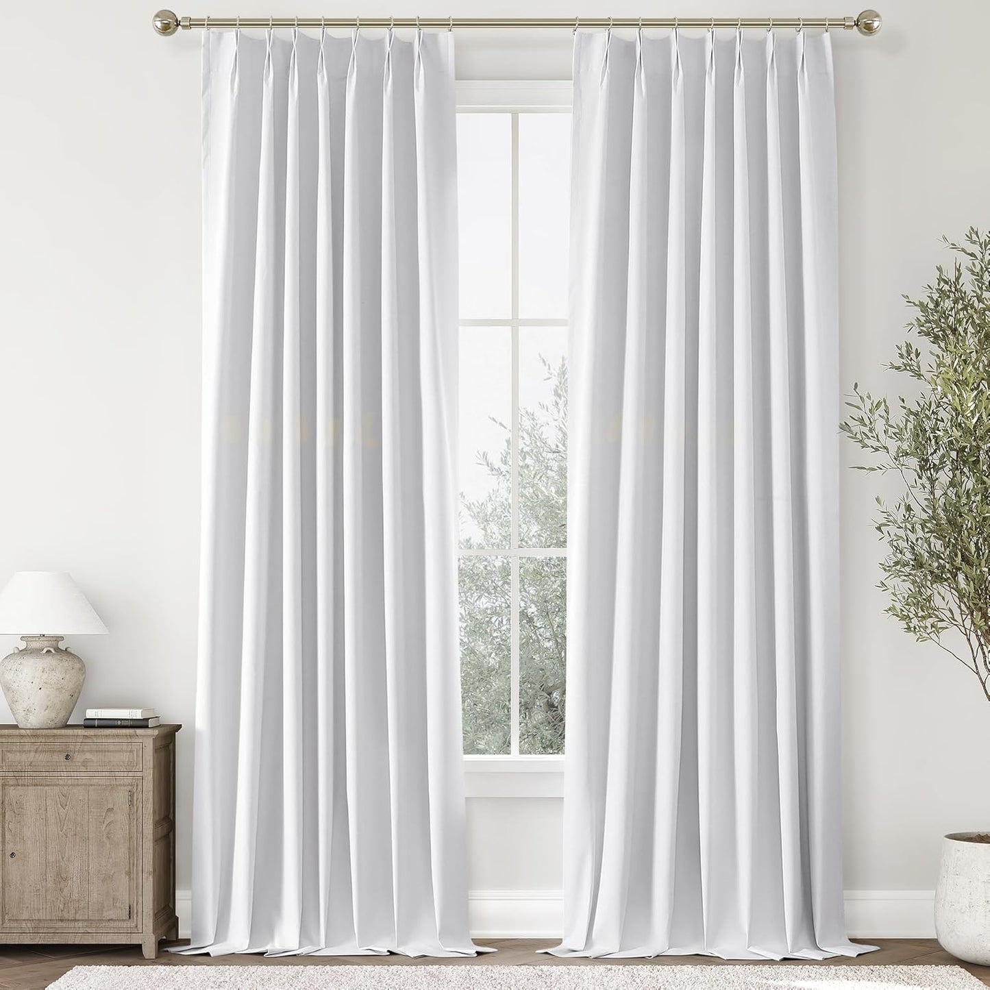 ChrisDowa Terracotta Pinch Pleated Blackout Linen Curtains 102 Inch Long 2 Panels for Living Room Bedroom Farmhouse Room darking Thermal Insulated Back Tab Hooks Rings Window Treatment Drapes,40x102
