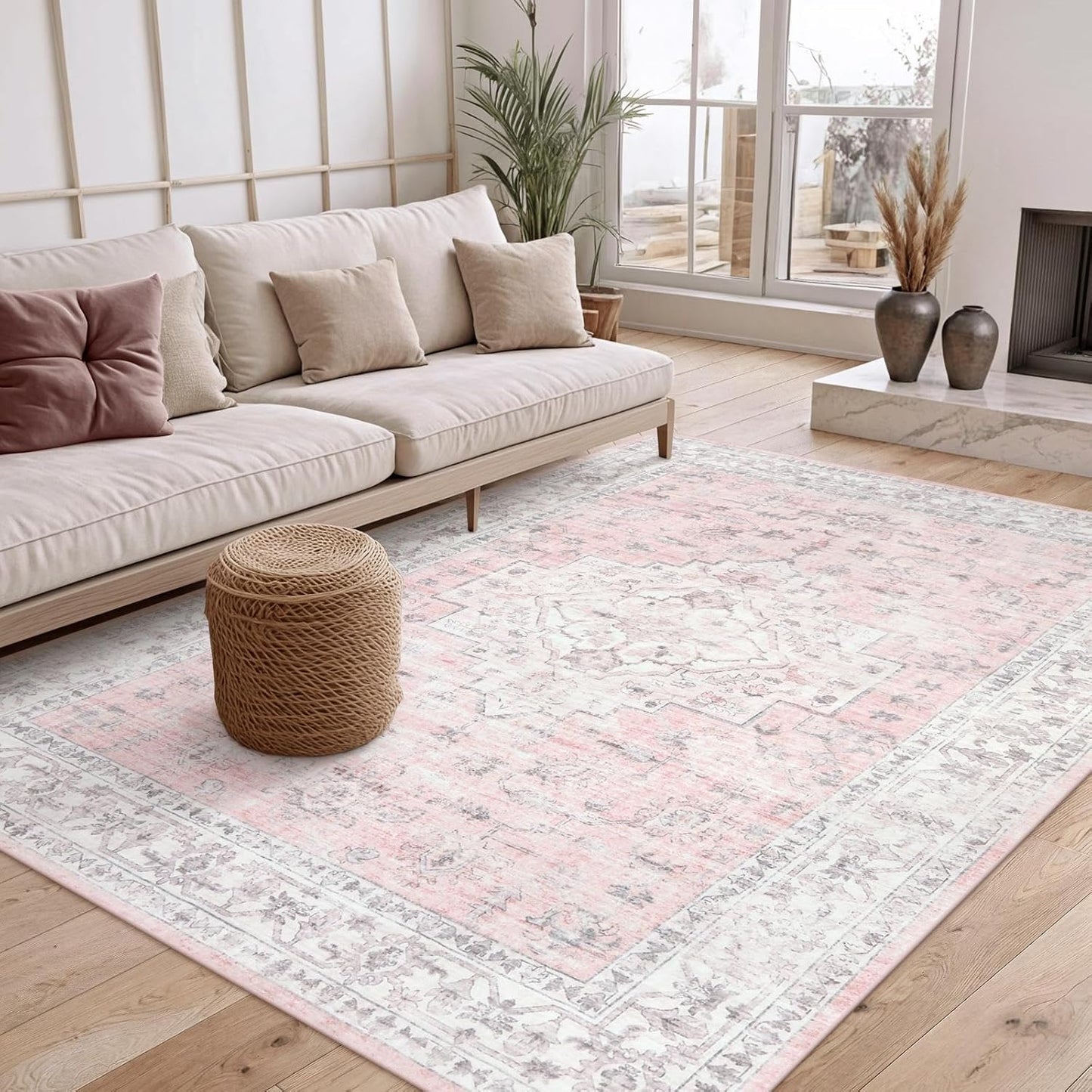 LIVEBOX Washable 2x6 Runner Rug for Bathroom, Non Slip Kitchen Mats for Floor Entryway, Boho Indoor Front Door Mat Low-Pile Runners for Hallways, Farmhouse Rugs for Laundry, Sage Green